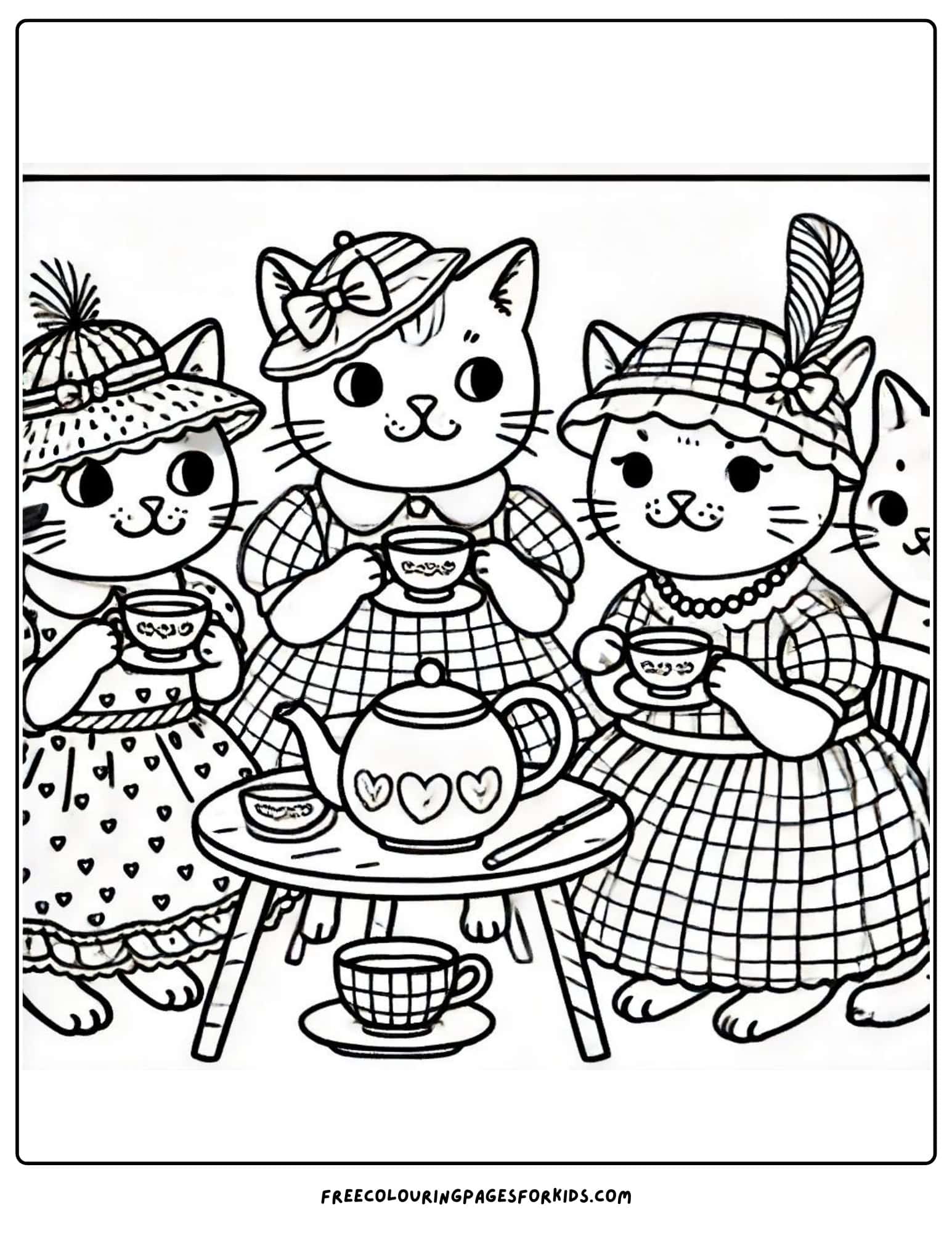 tea party with friends coloring page