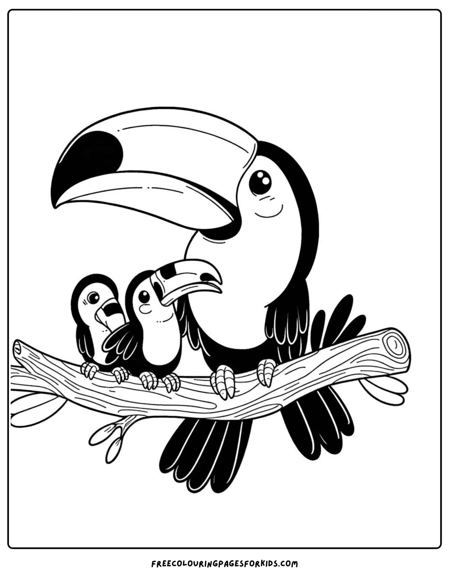 toucan family coloring page