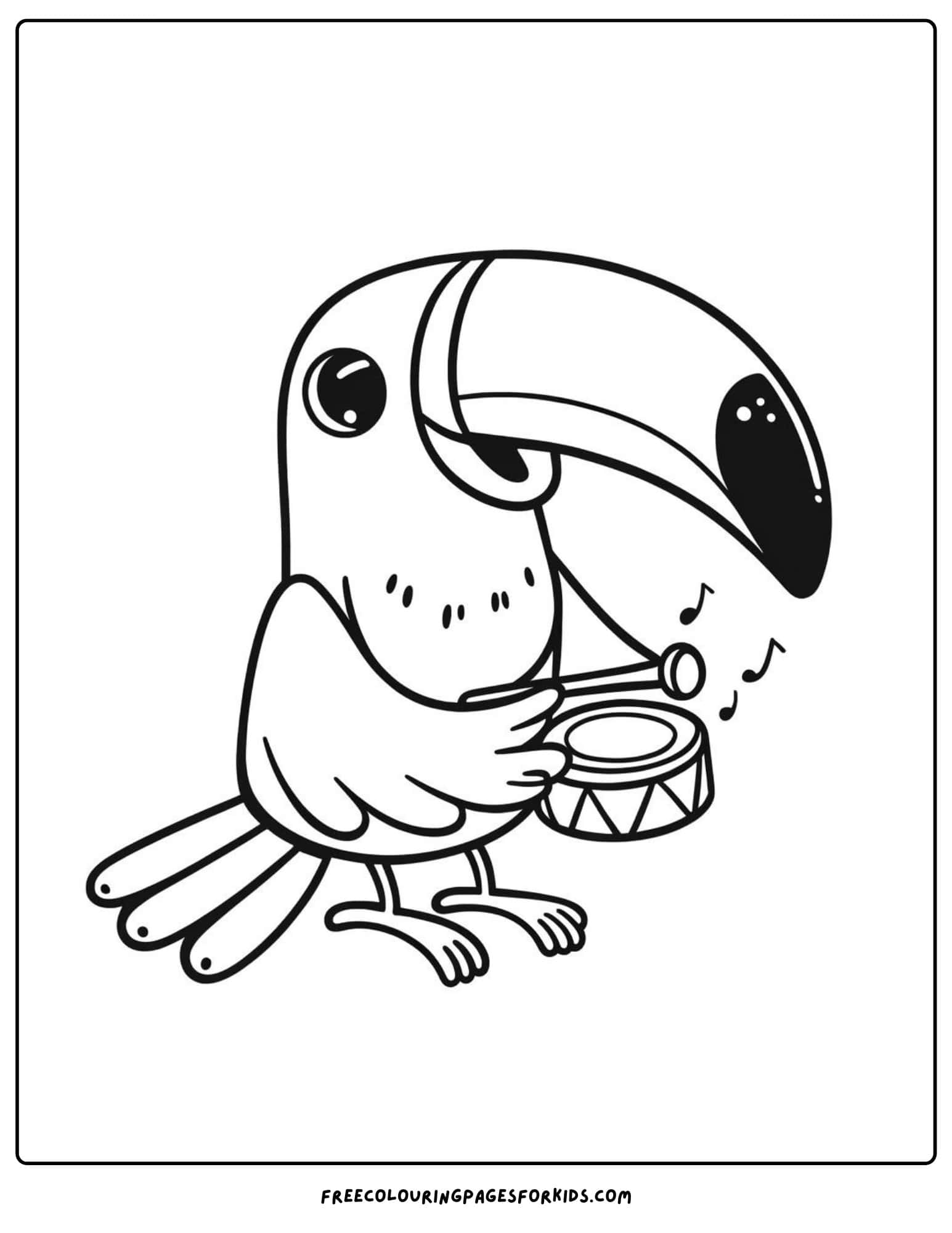 toucan making music coloring page