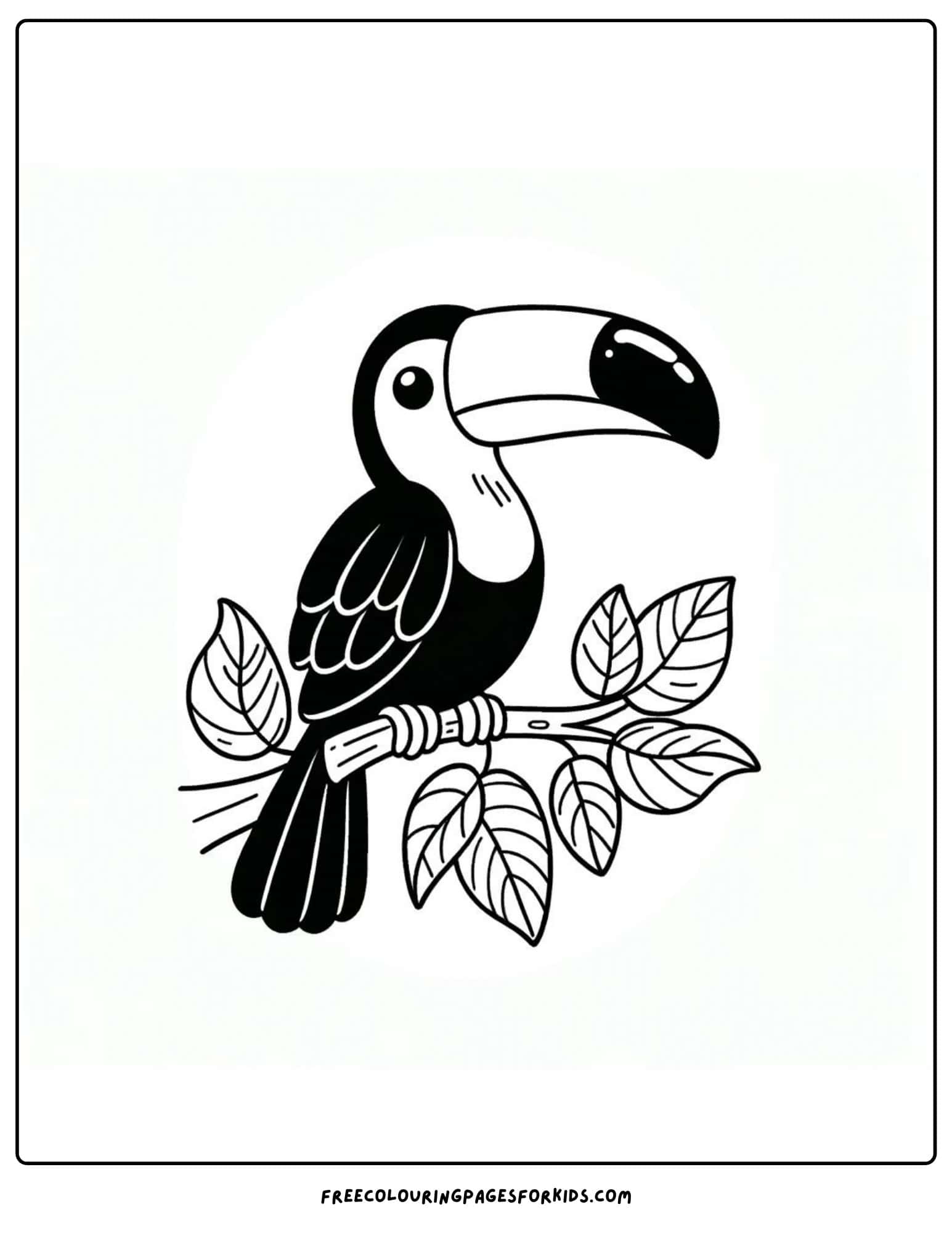 toucan on a branch coloring page