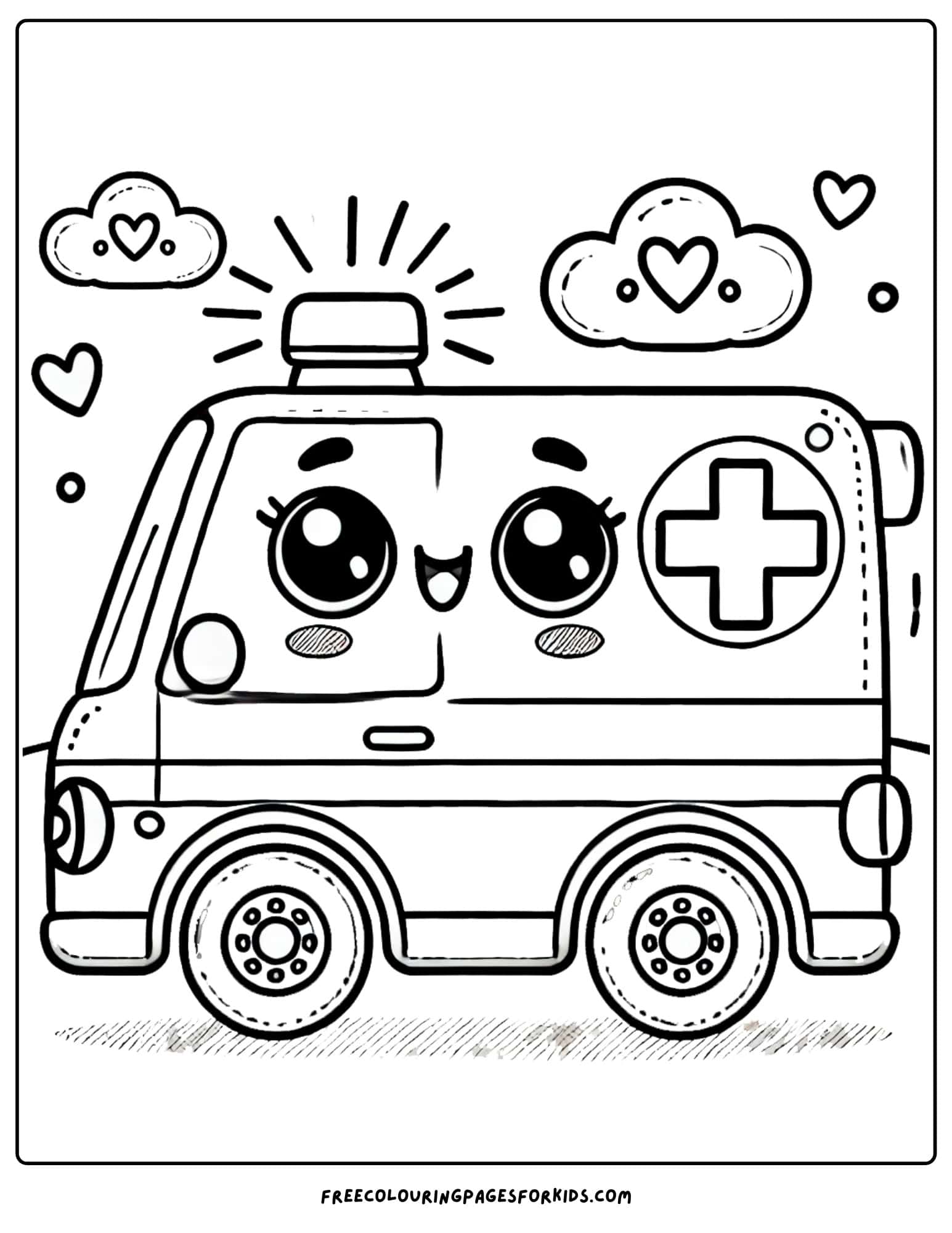 ambulance cartoon charaacter coloring page