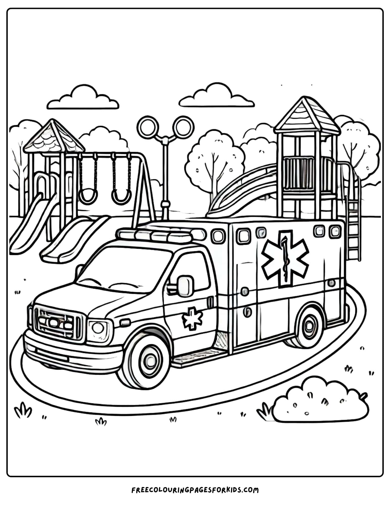 ambulance in the park coloring page