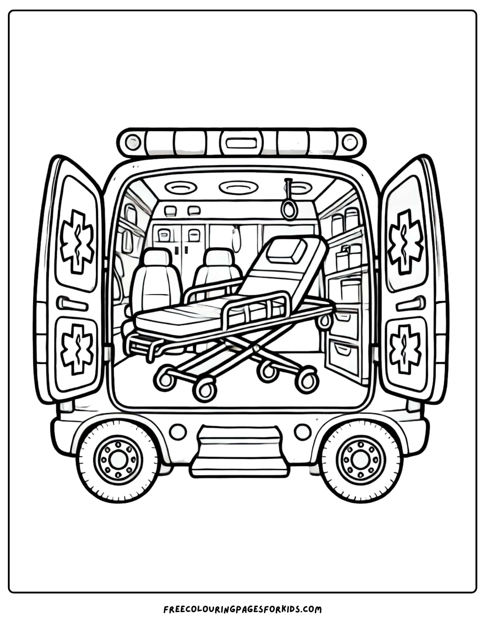 ambulance inside view coloring page