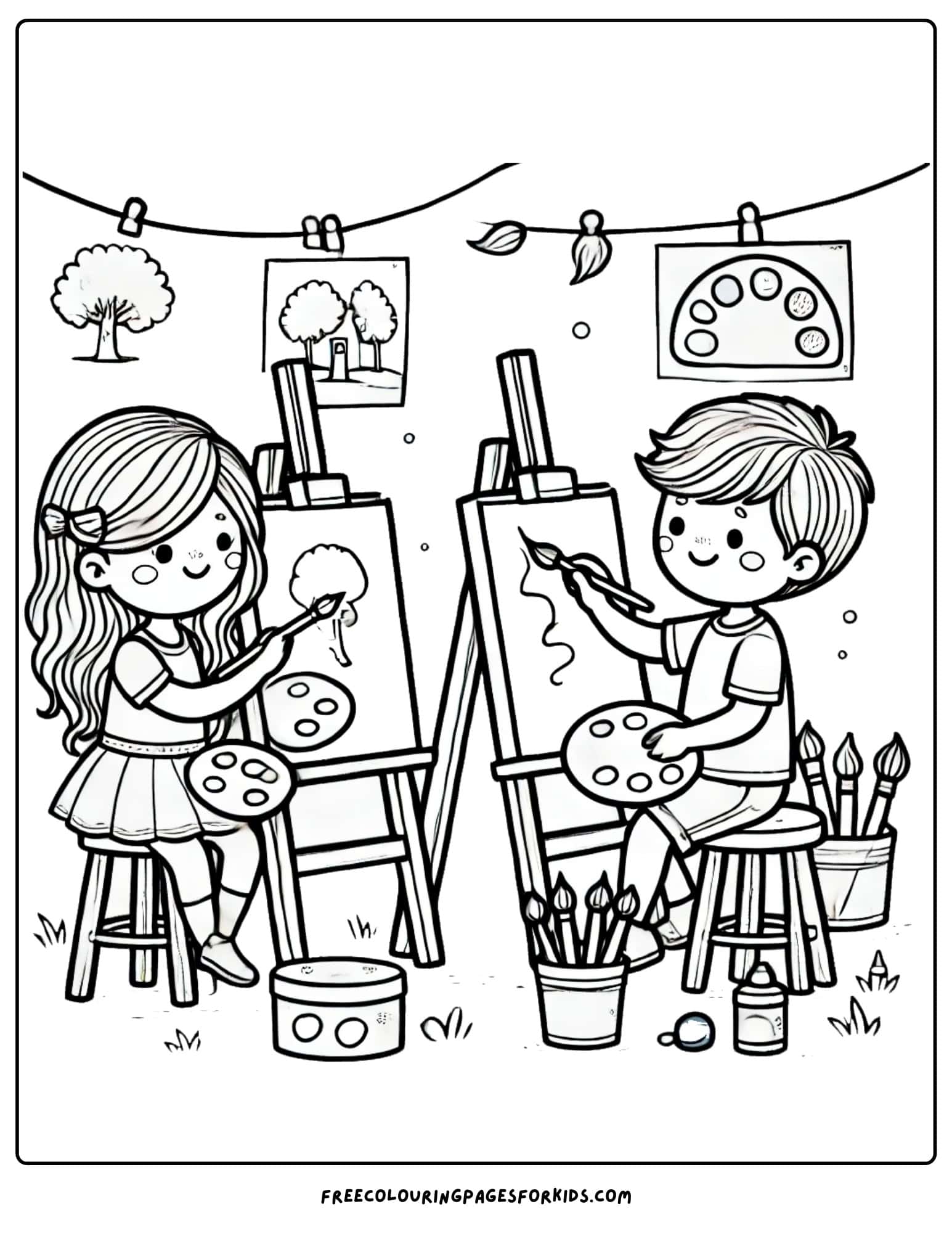 back to school art class coloring page