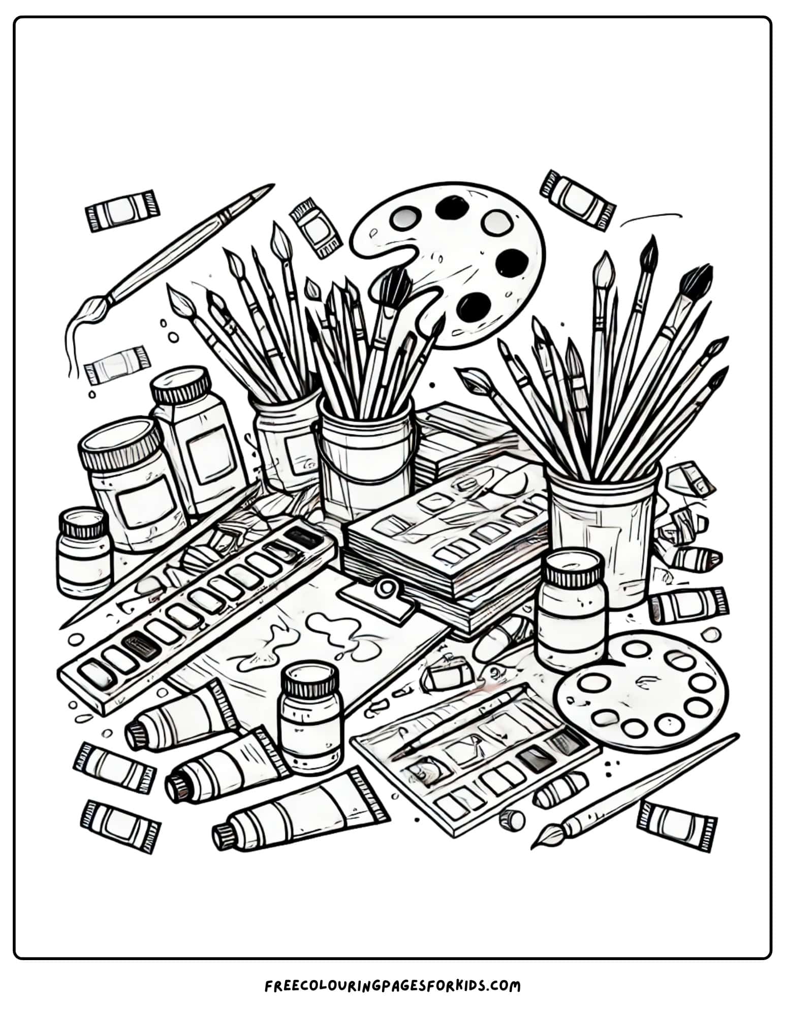 back to school art supplies coloring page