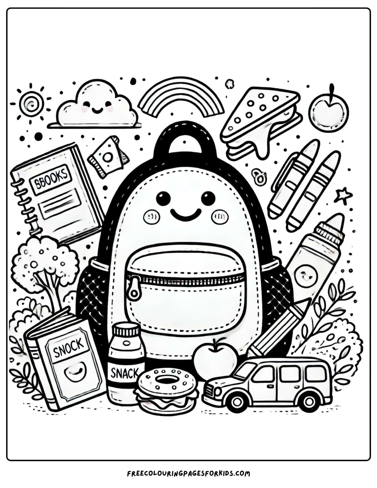 back to school backpack coloring page