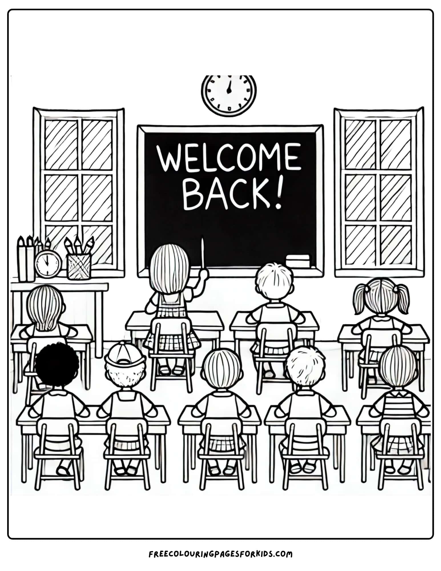 back to school classroom coloring page