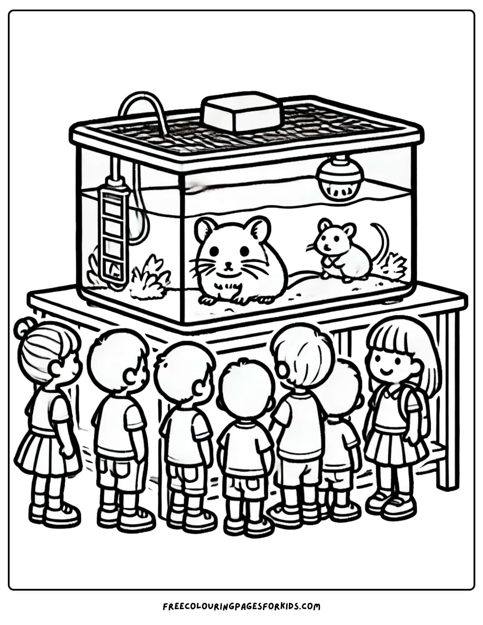 back to school class pet coloring page