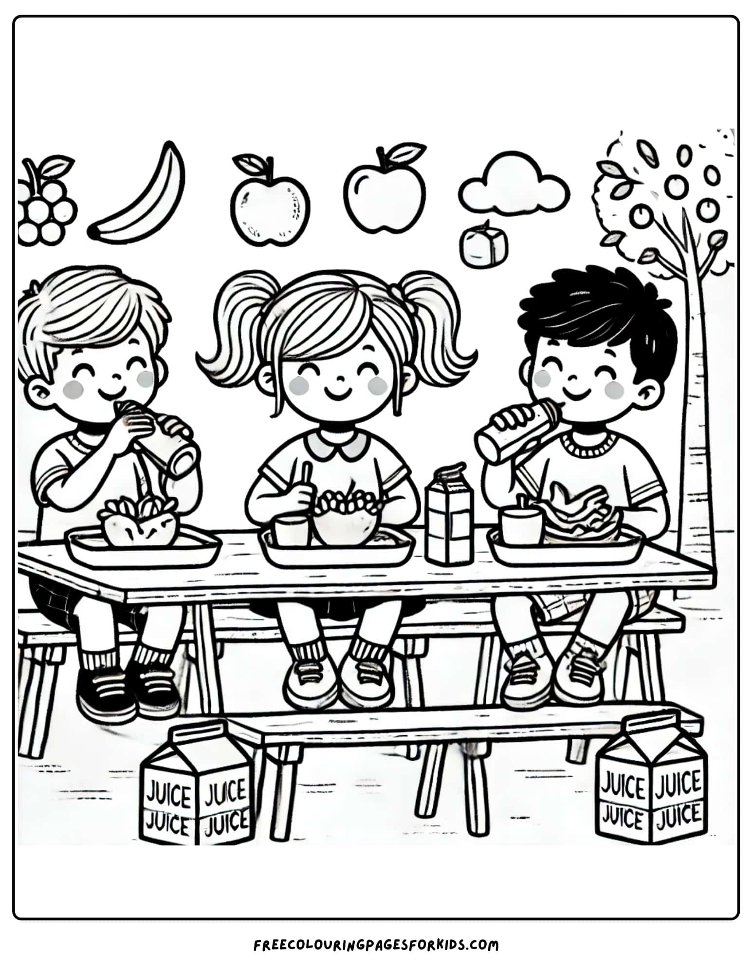 back to school lunch time coloring page