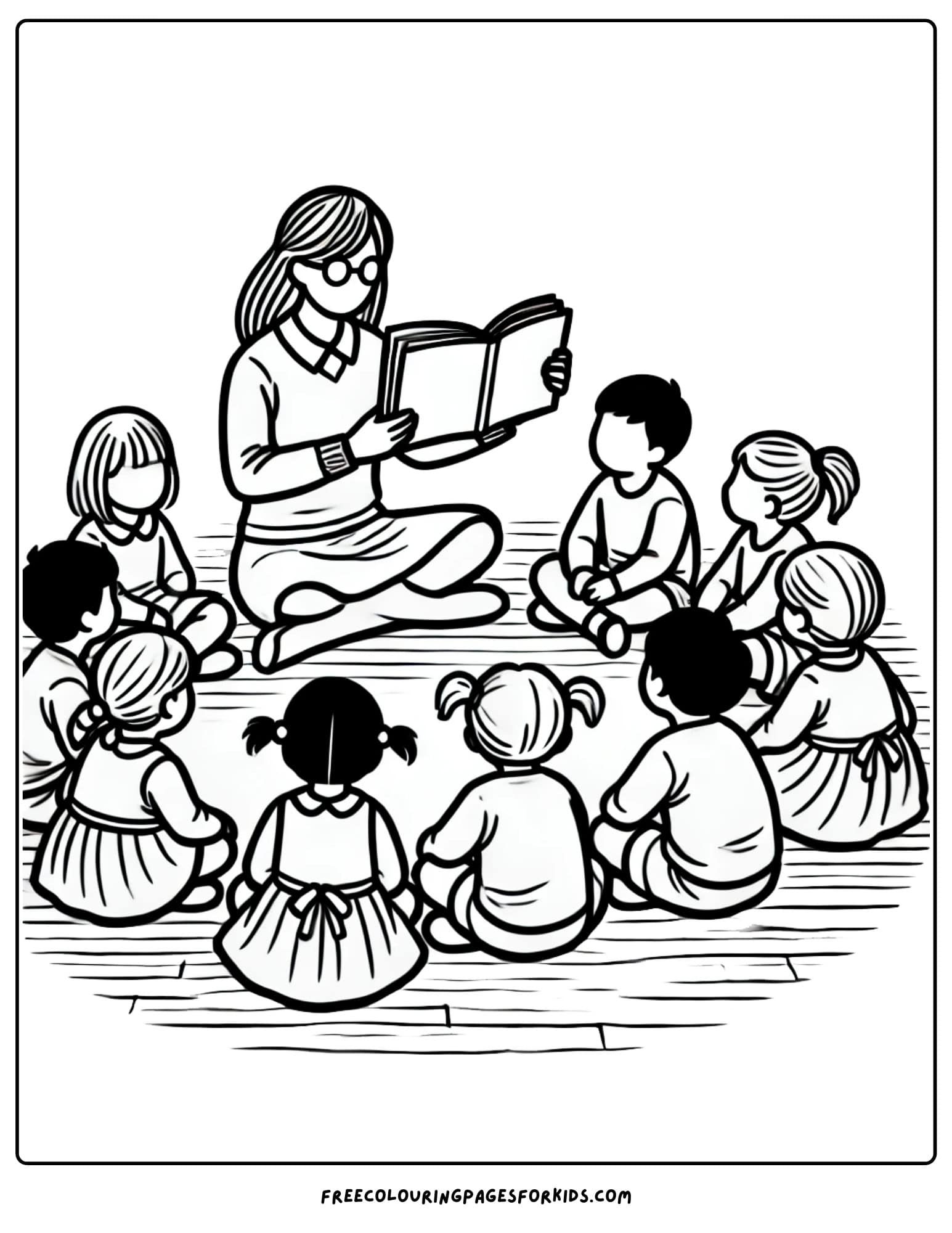 back to school reading time coloring page