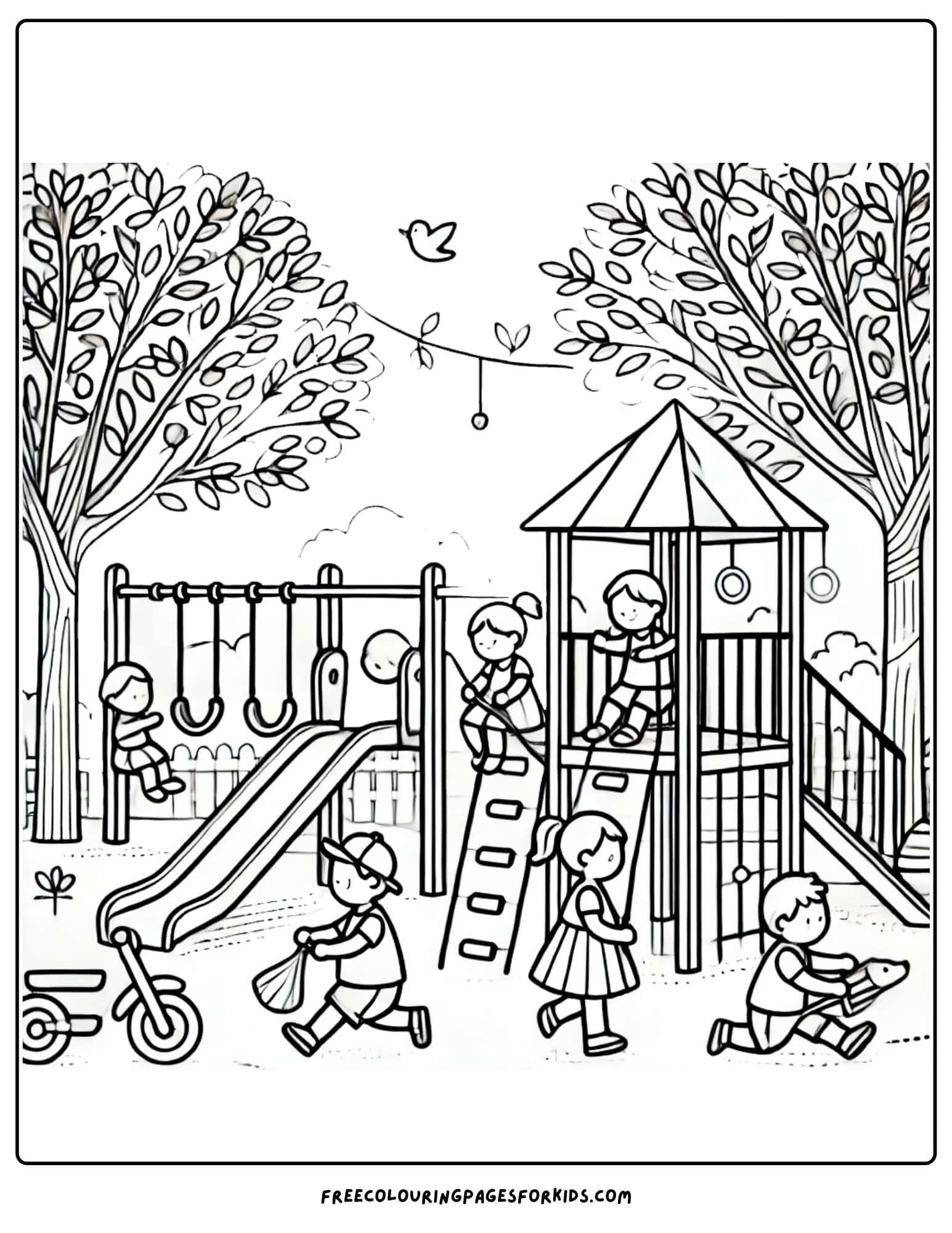 back to school recess fun coloring page