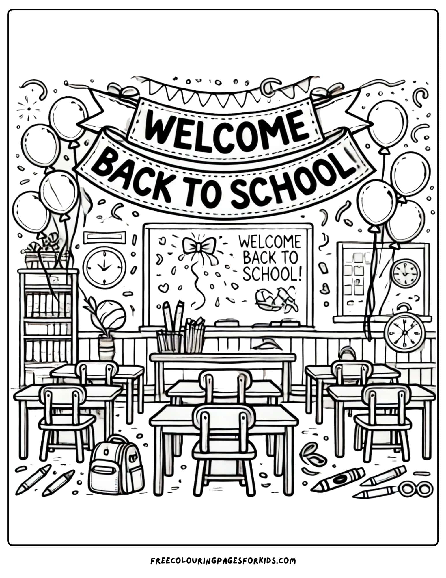 back to school welcome banner coloring page