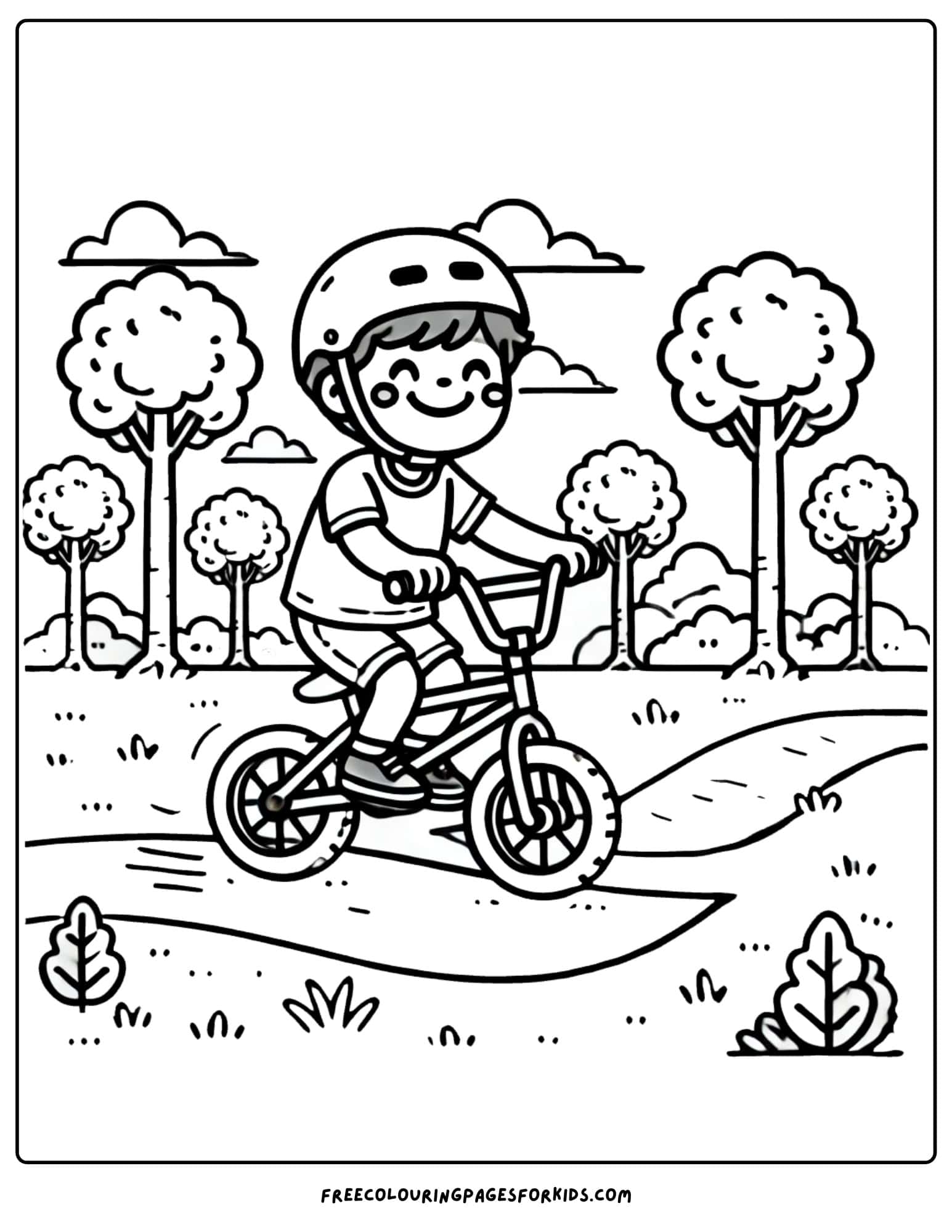 bmx bike riding in the park coloring page