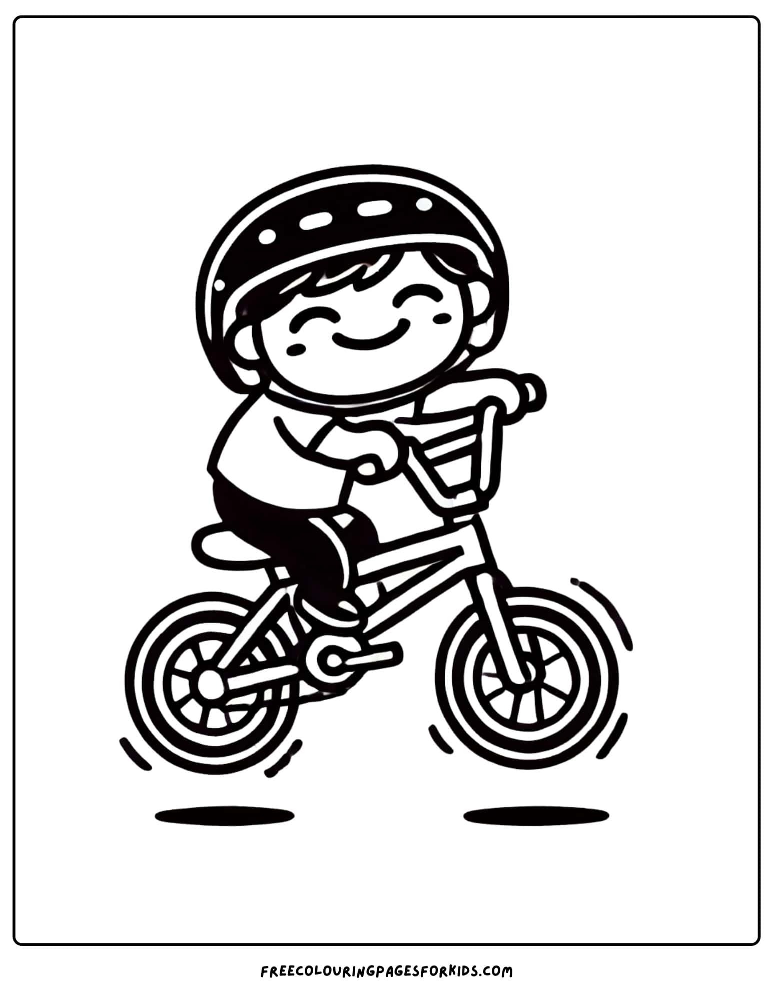 bmx bike riding with smile coloring page