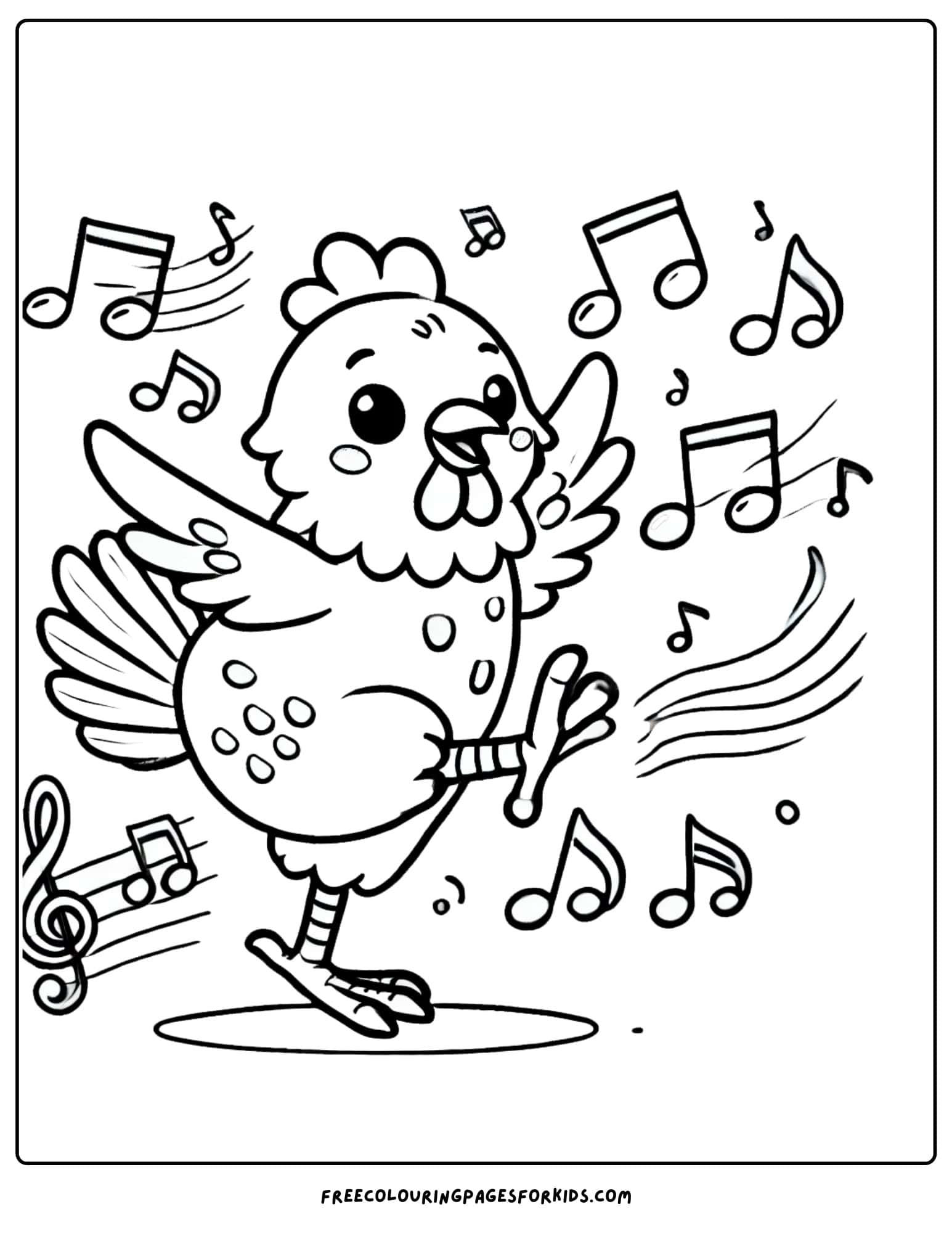 chicken dancing coloring page