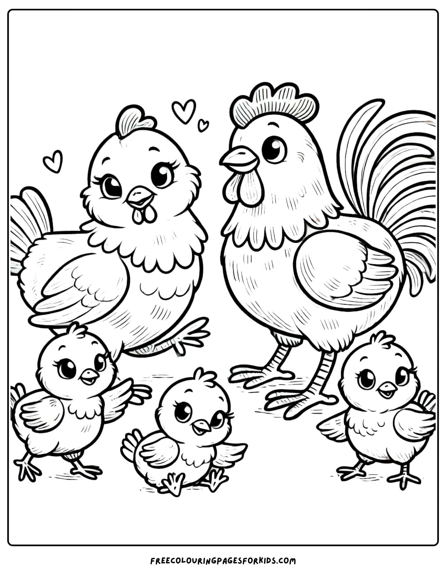 chicken family coloring page