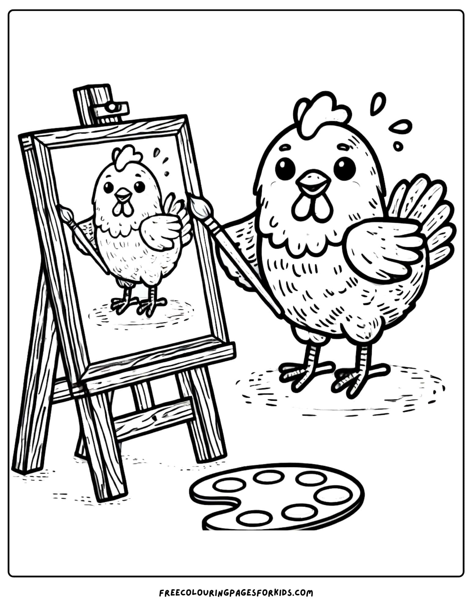 chicken painting coloring page