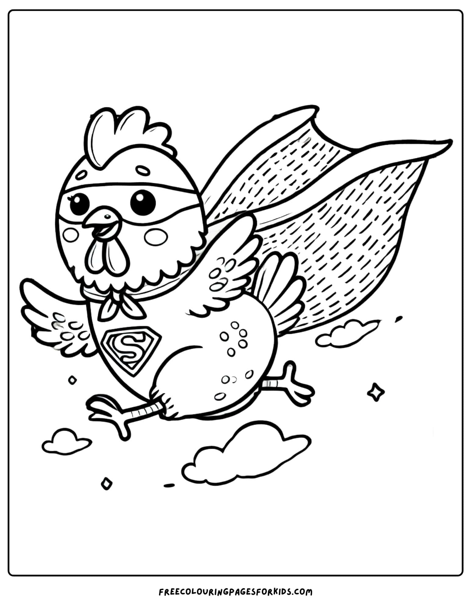 chicken superhero coloring page