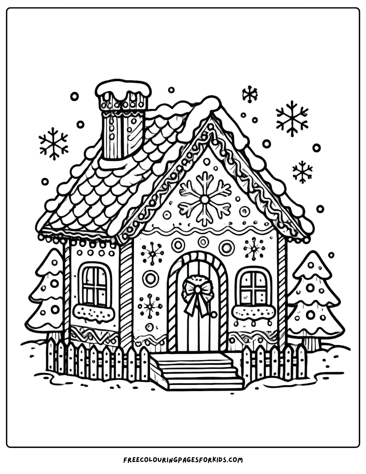 christmas in july gingerbread house colouring page