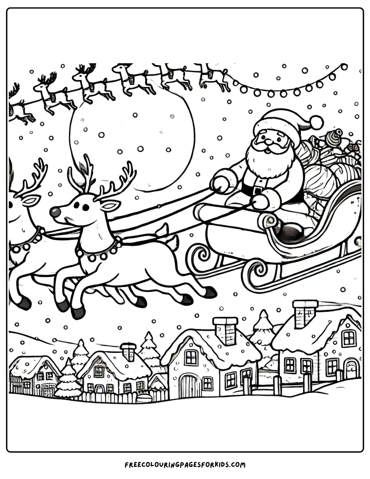 christmas in july santa and reindeer colouring page