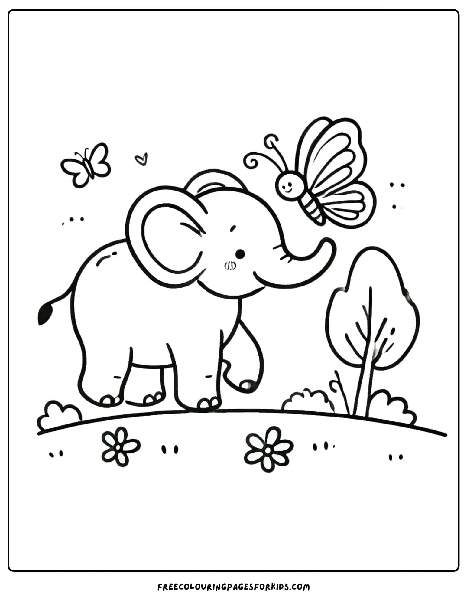 world elephant day with a butterfly coloring page