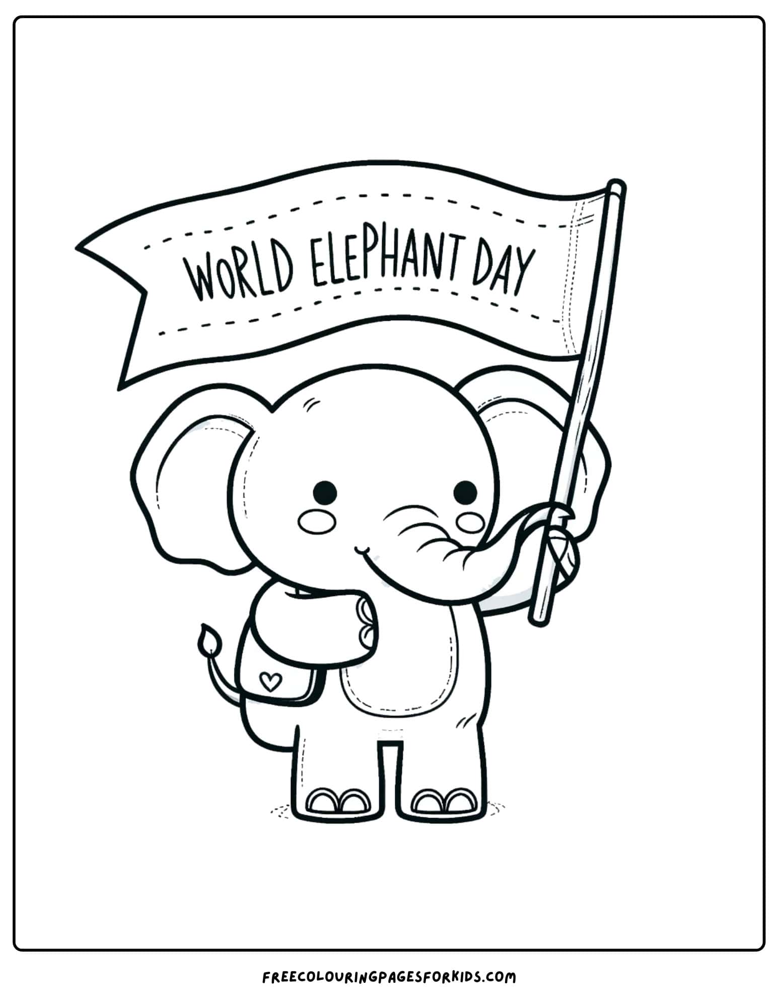 world elephant day banner coloring page