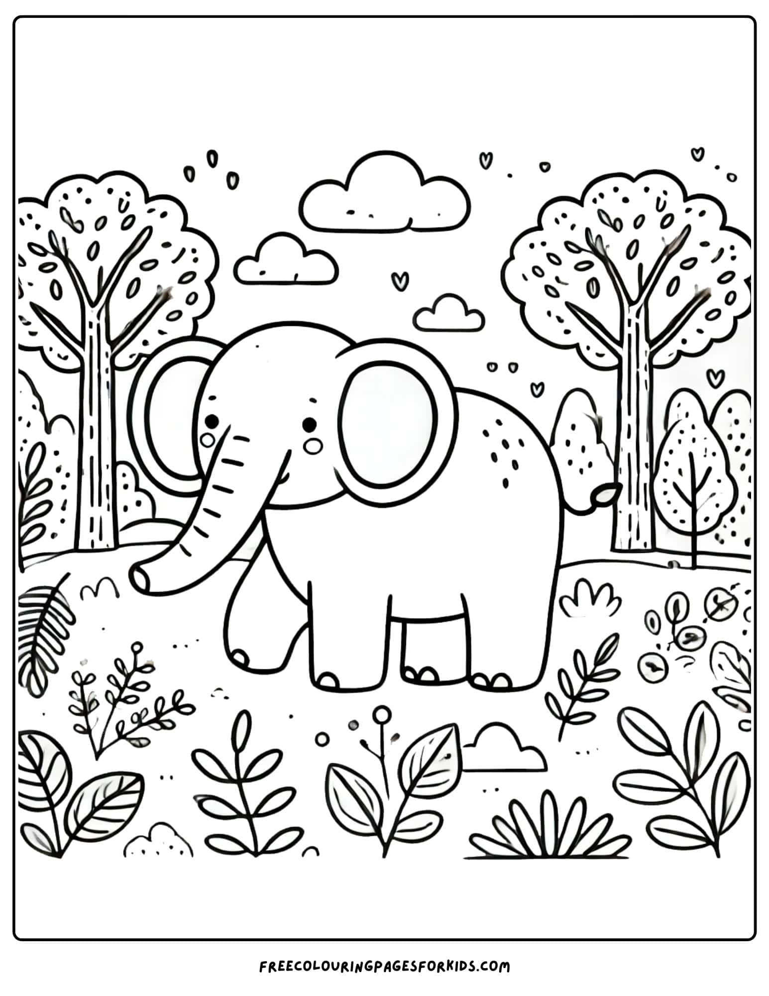 world elephant day in a jungle coloring page