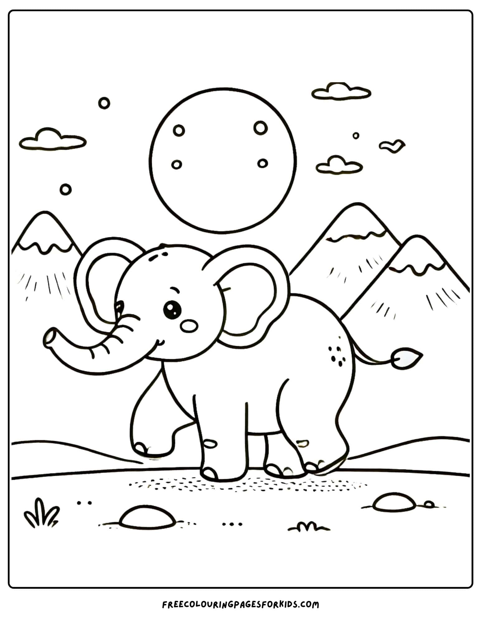 world elephant day mountains coloring page