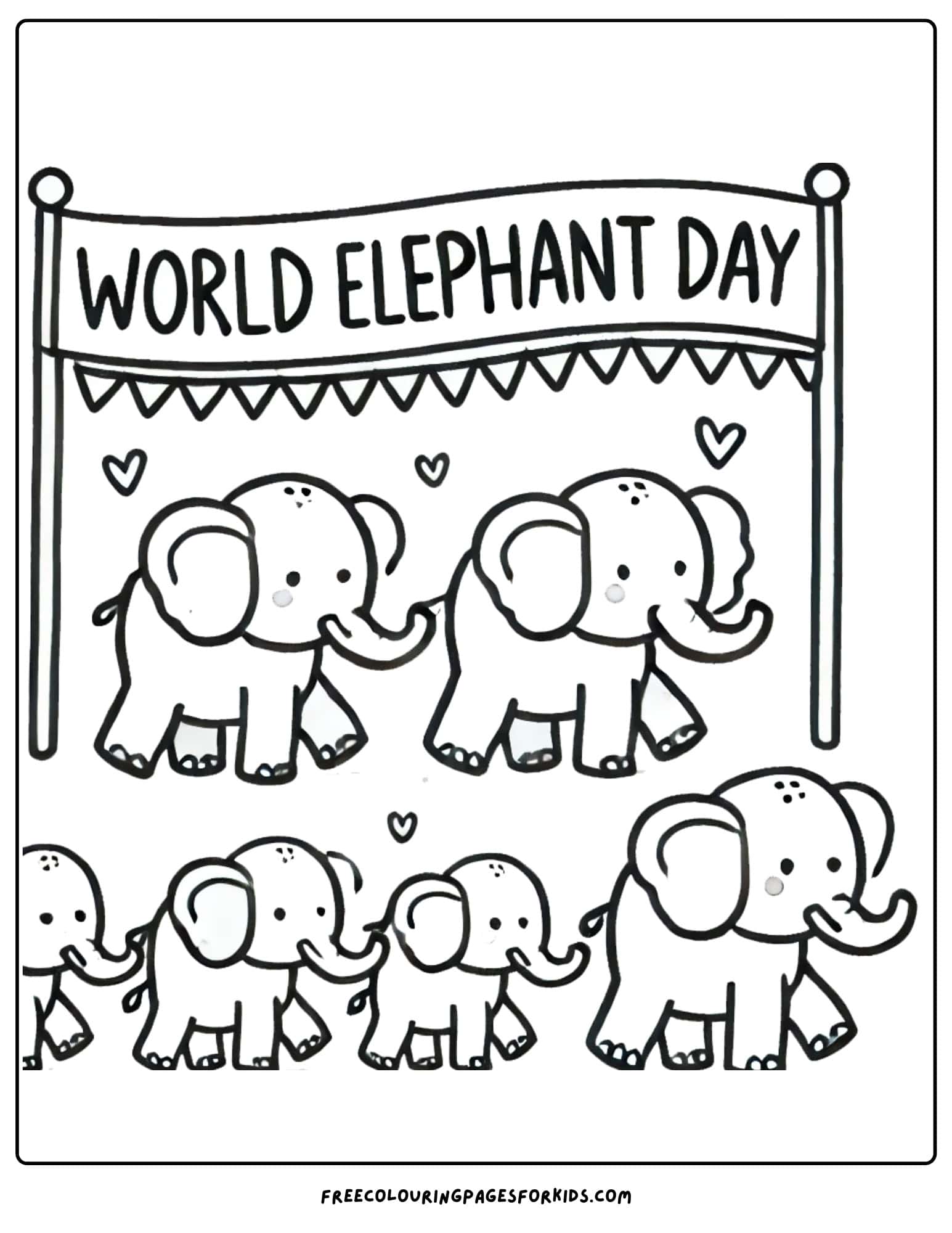 world elephant banner day coloring page