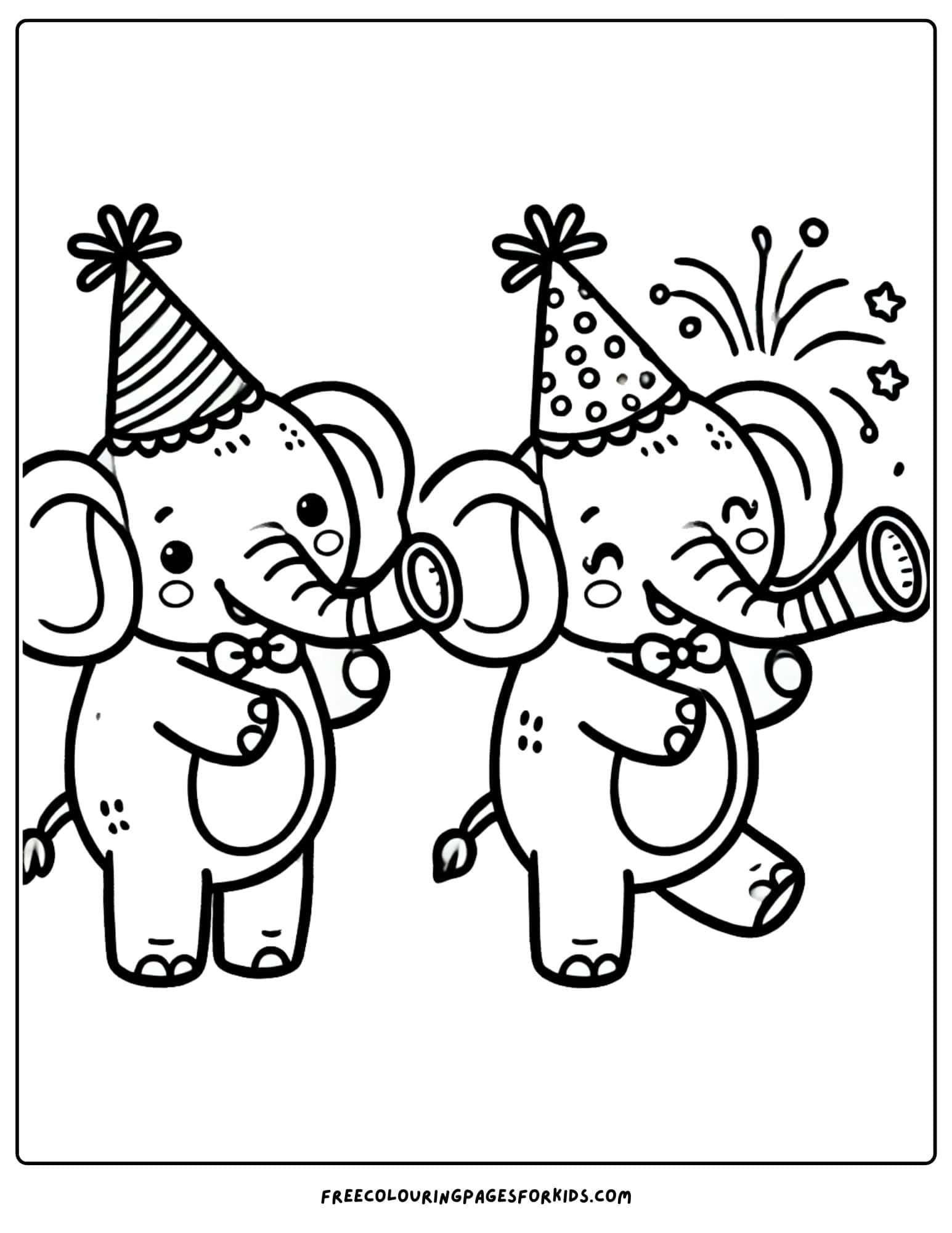 world elephant day party hats coloring page