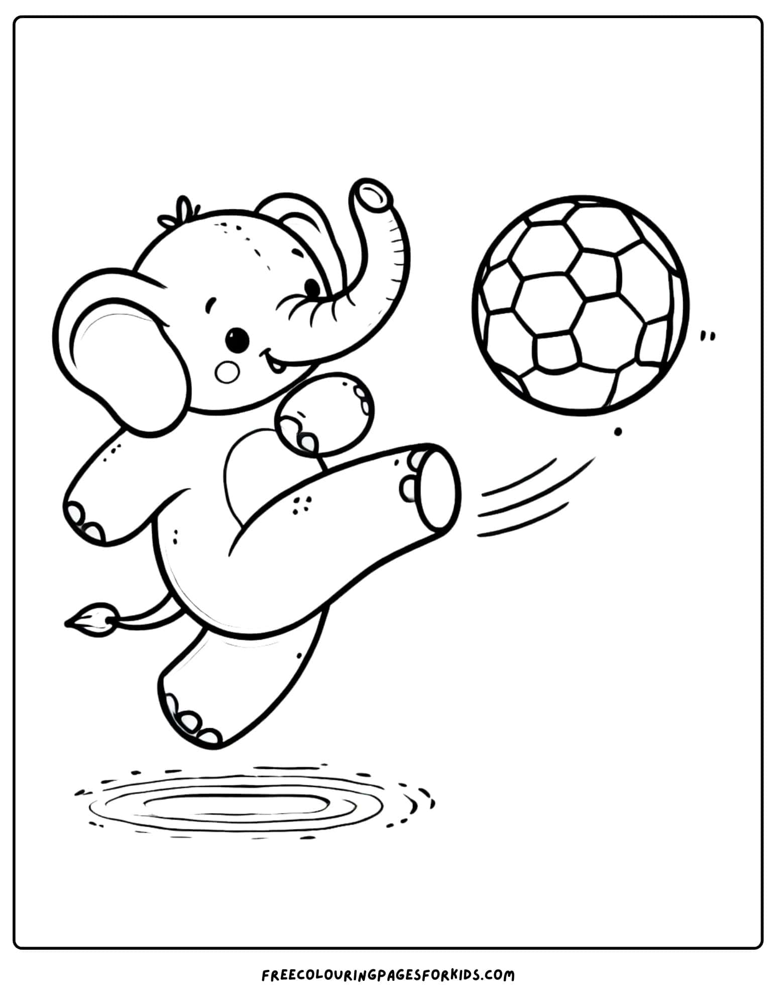 world elephant day playing soccer coloring page