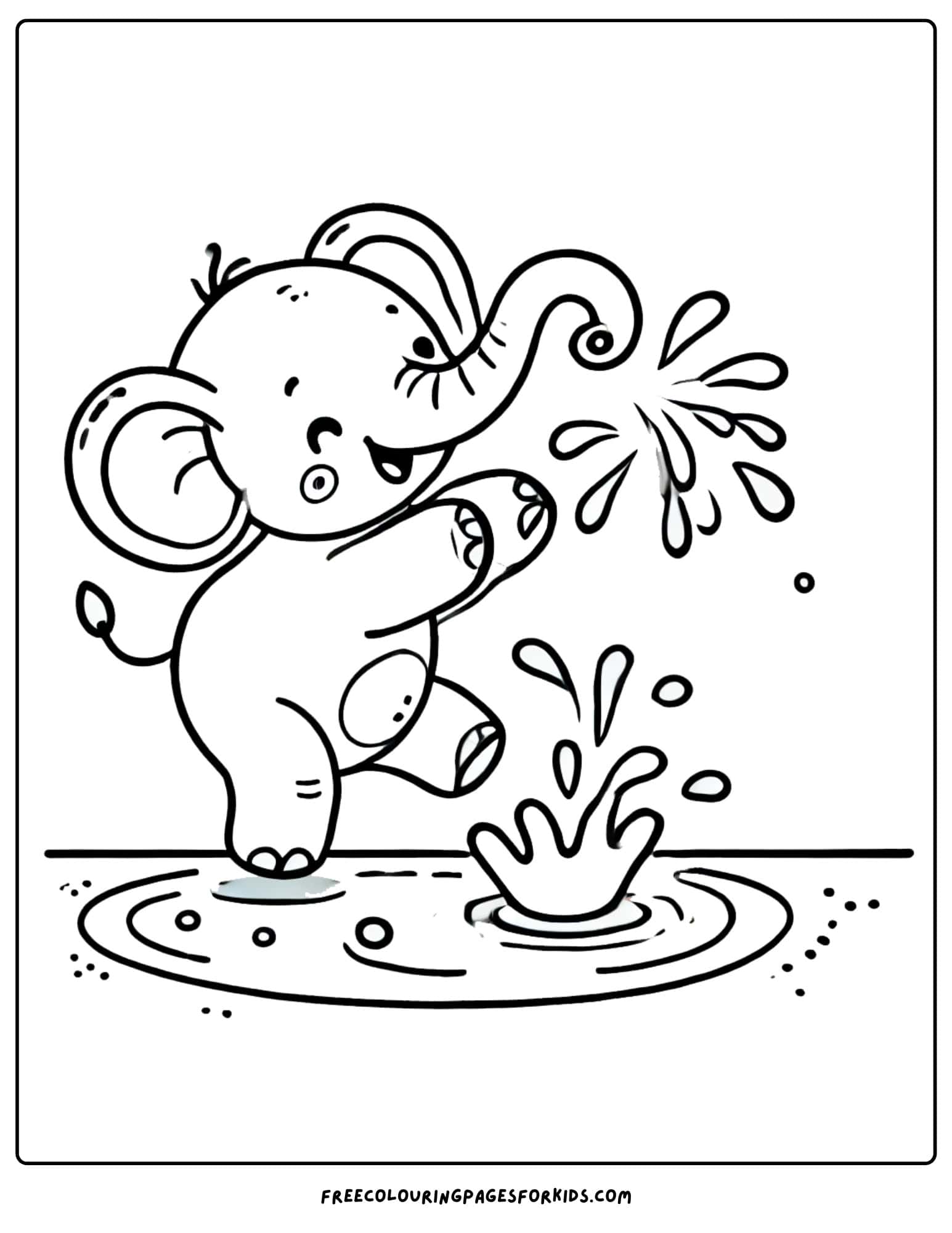 world elephant day splashing water coloring page