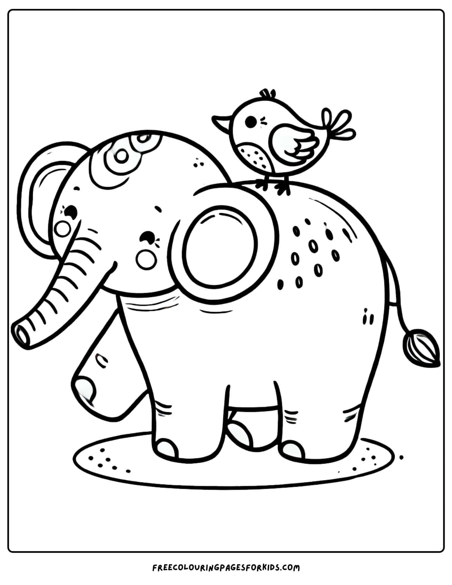 world elephant day with a bird coloring page