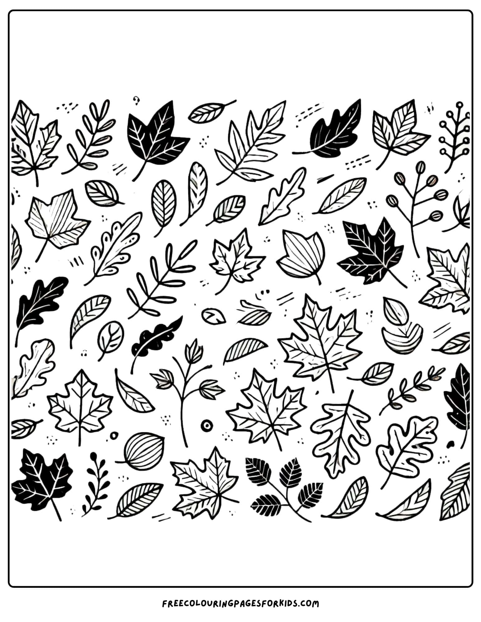 fall autumn leaves coloring page