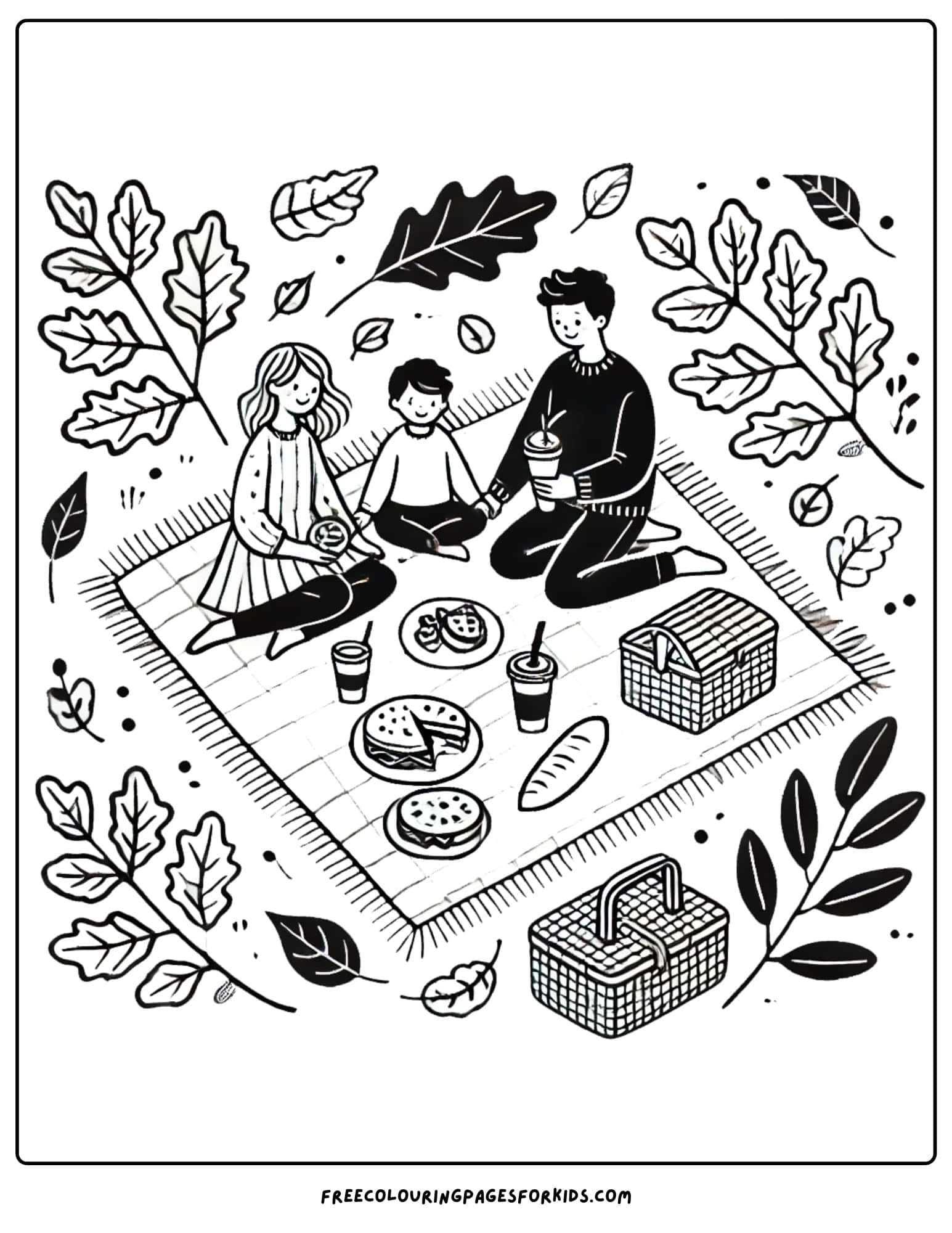 fall autumn picnic coloring page