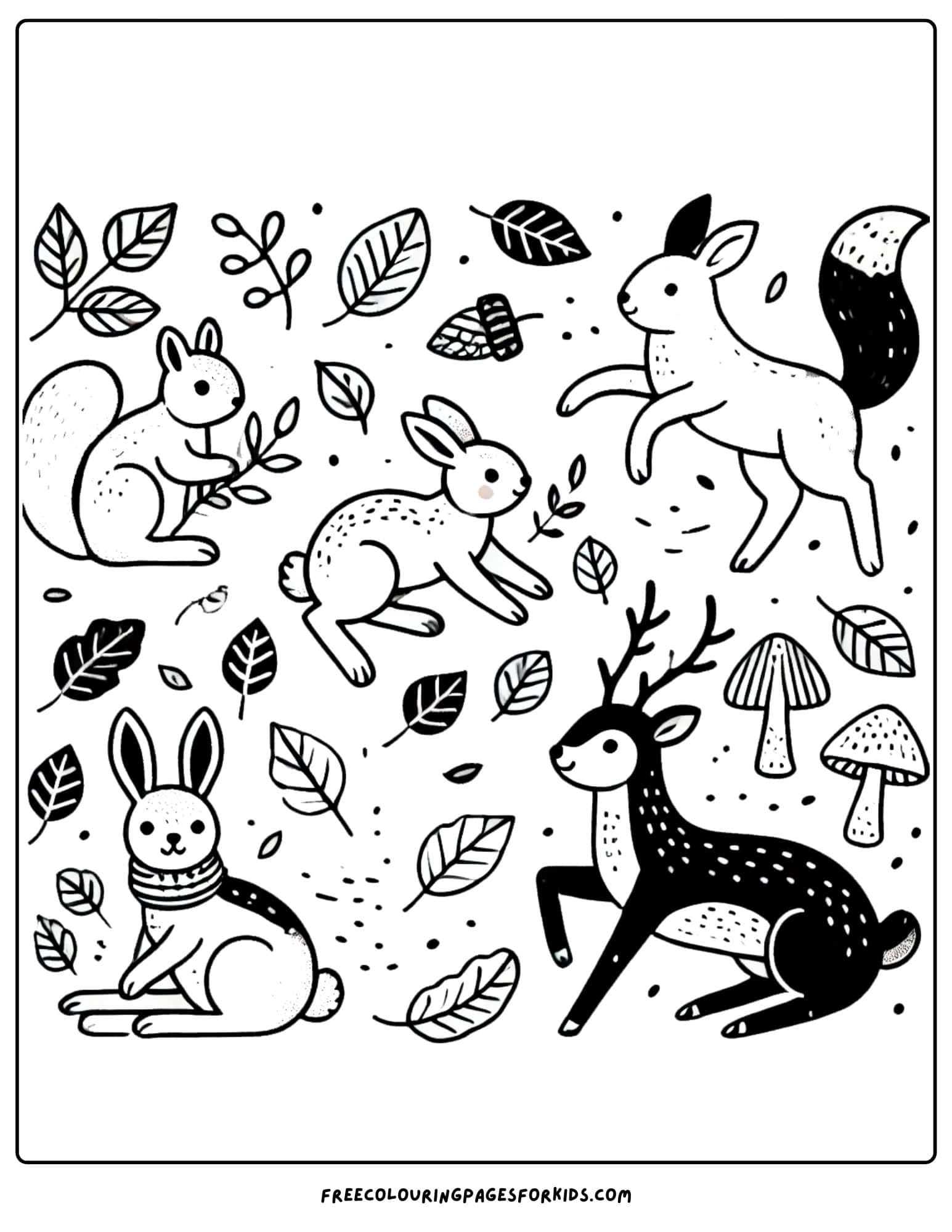 fall forest animals coloring page