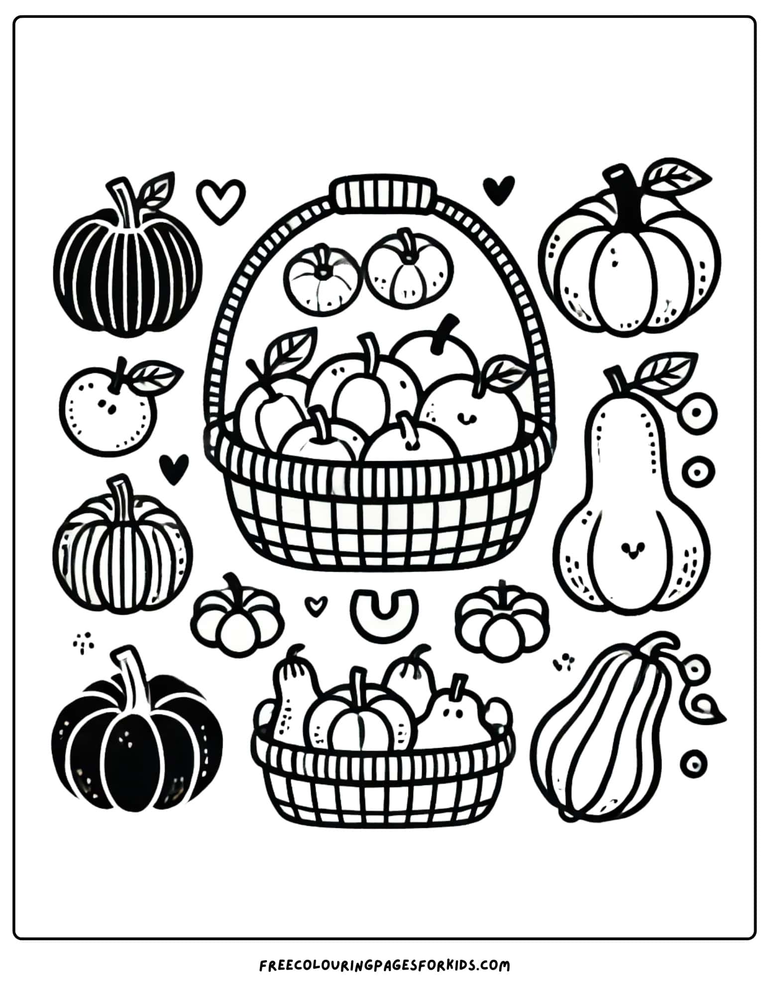 fall harvest basket coloring page