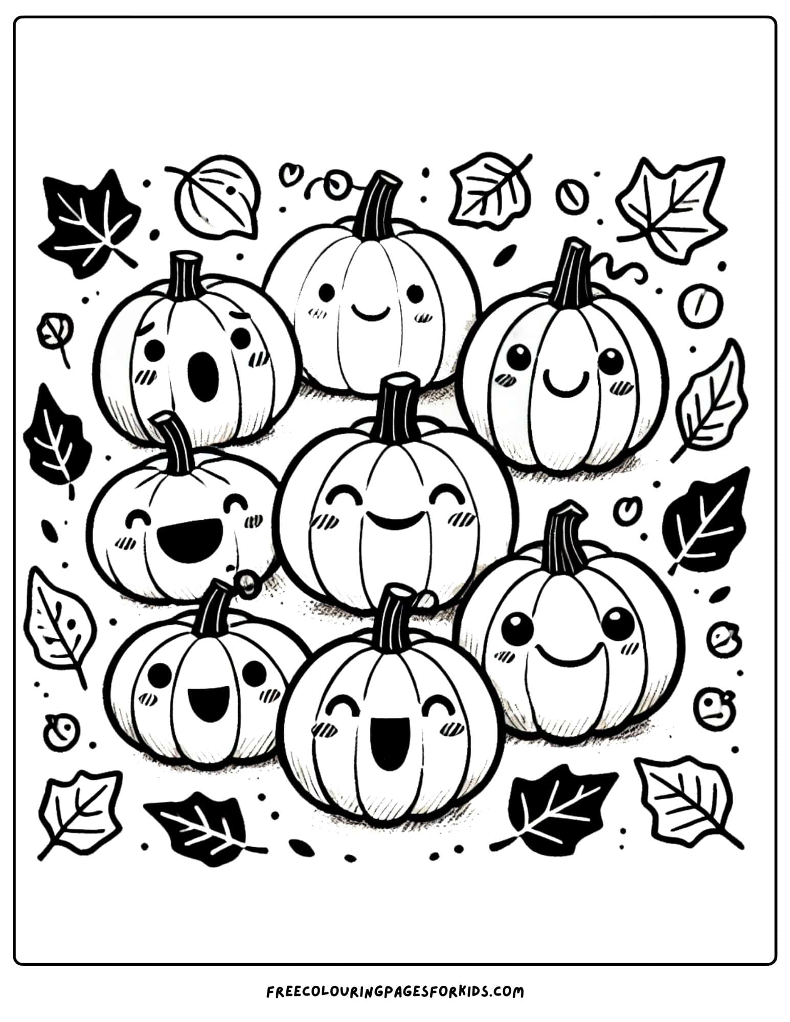 fall pumpkins coloring page