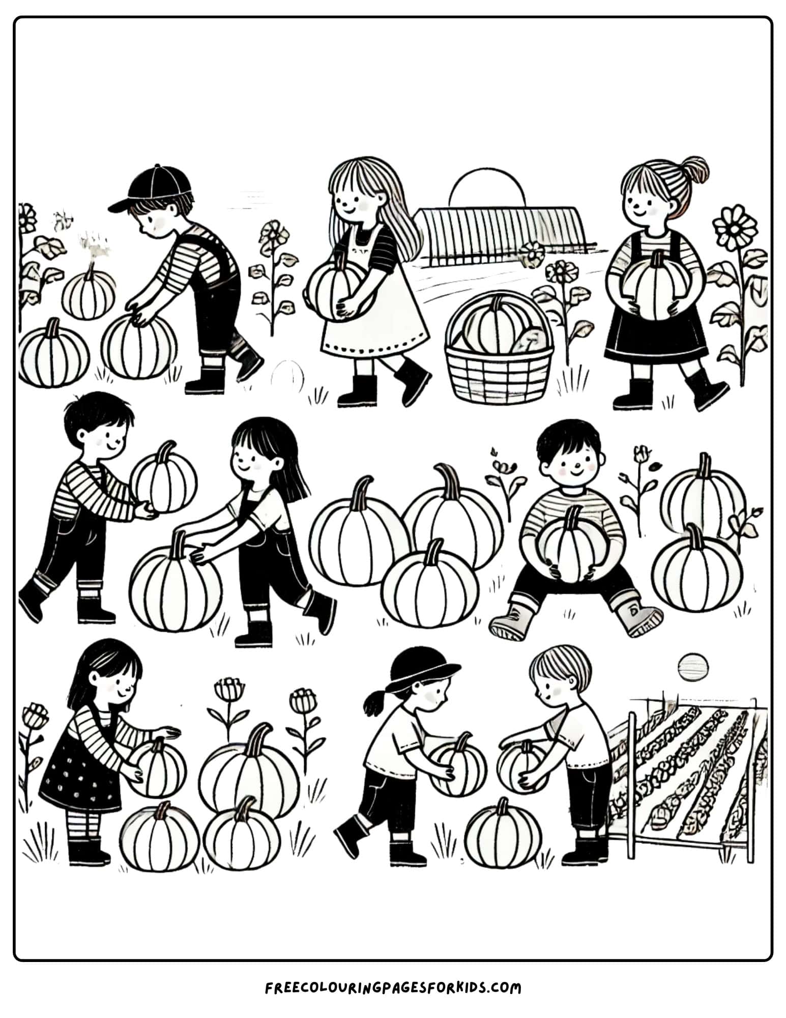 fall pumpkin patch coloring page