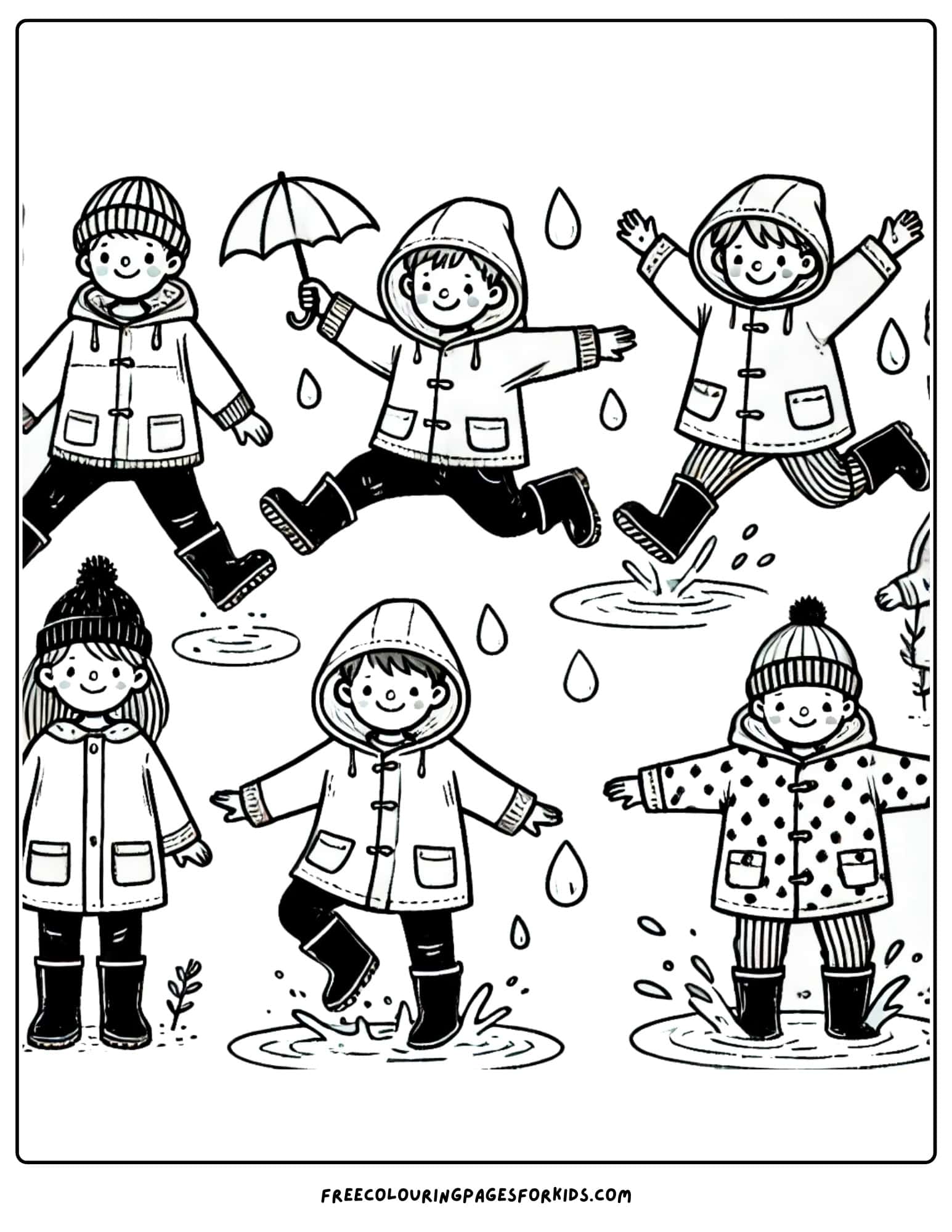 fall rainy day coloring page