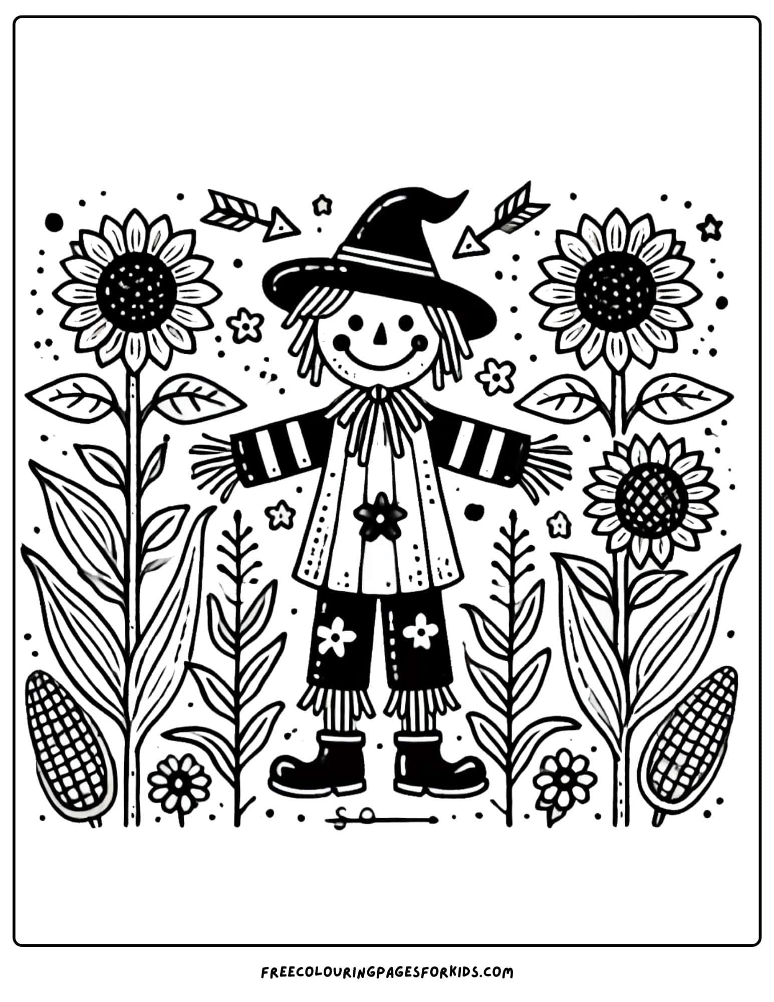 fall scarecrow coloring page