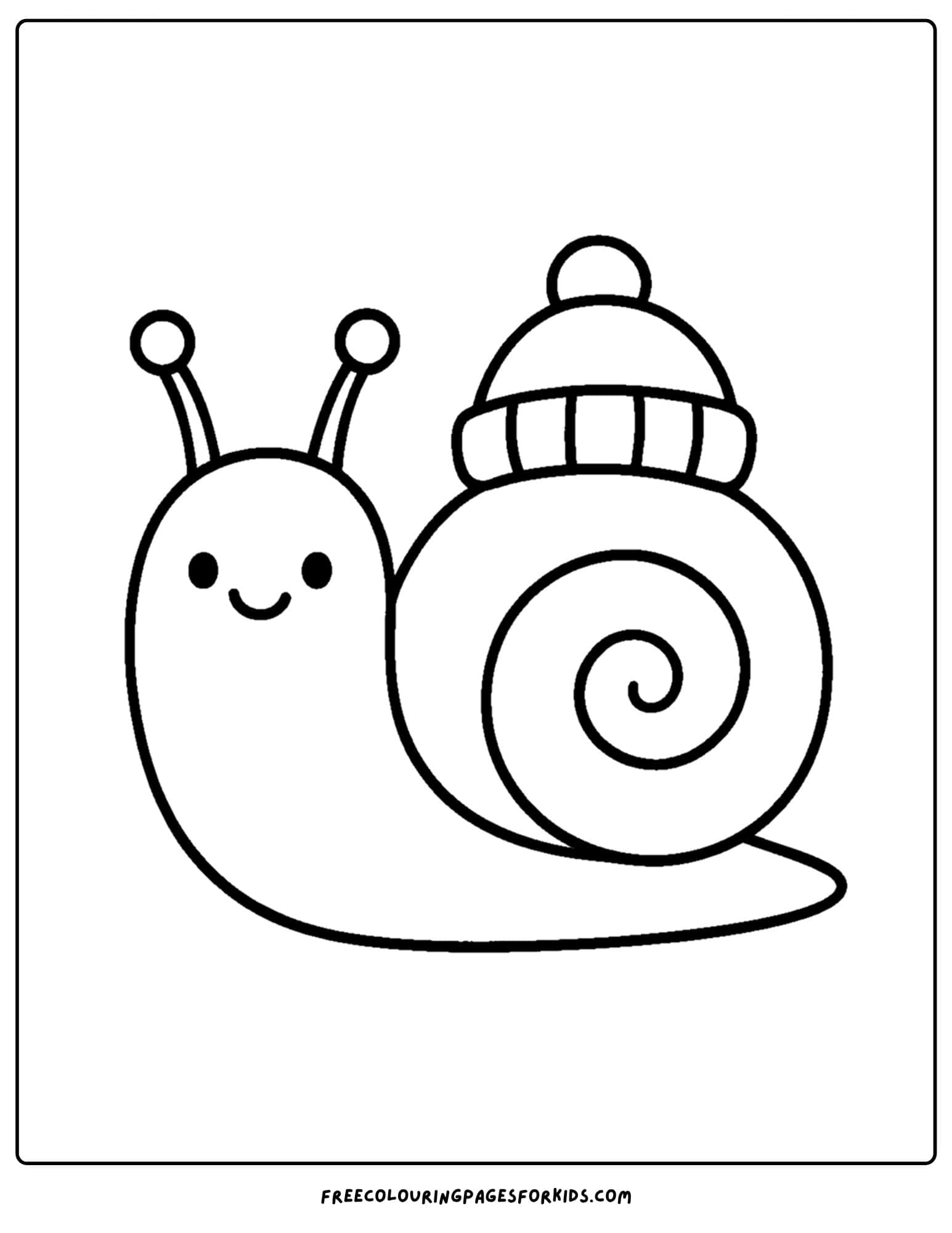 fall coloring page of a snail with a hat on its shell