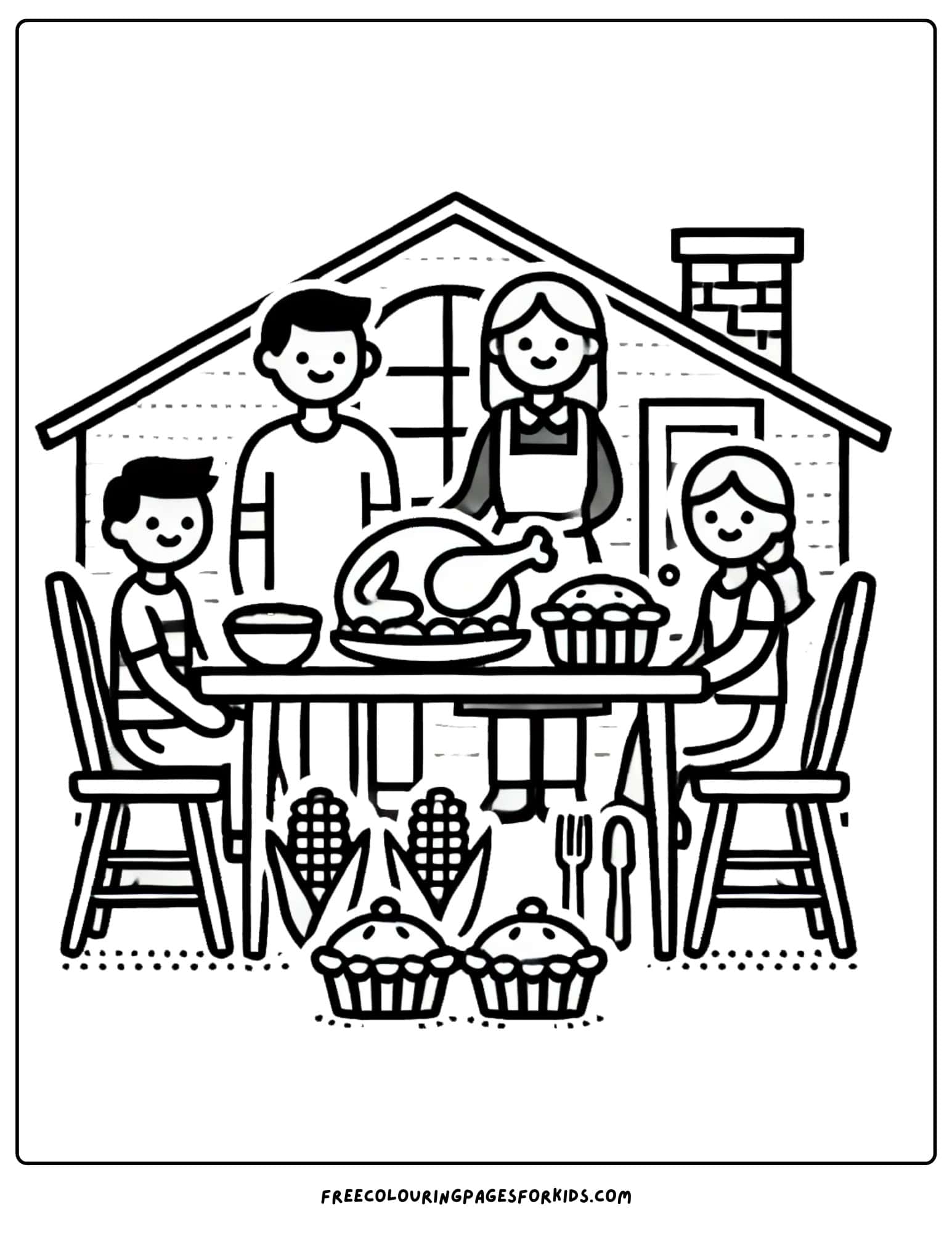 fall thanksgiving feast coloring page