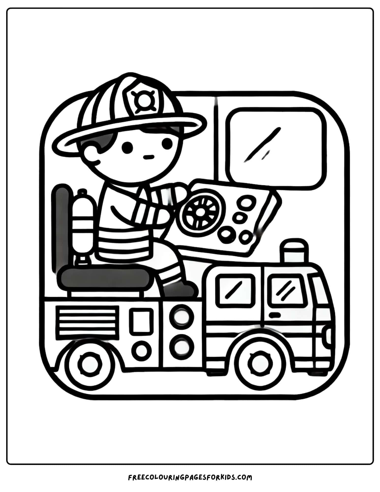 firefighter at control panel coloring page