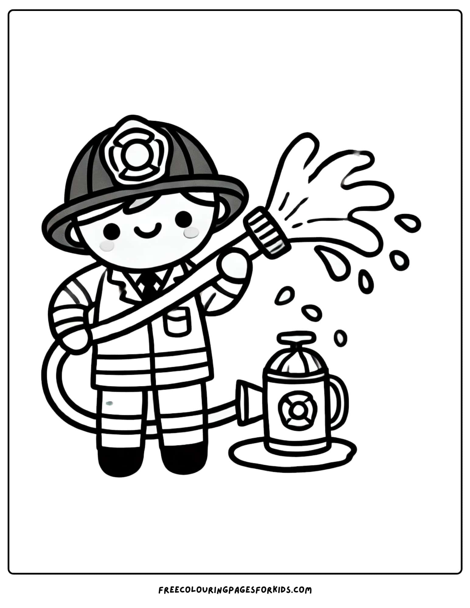 firefighter holding a hose coloring page