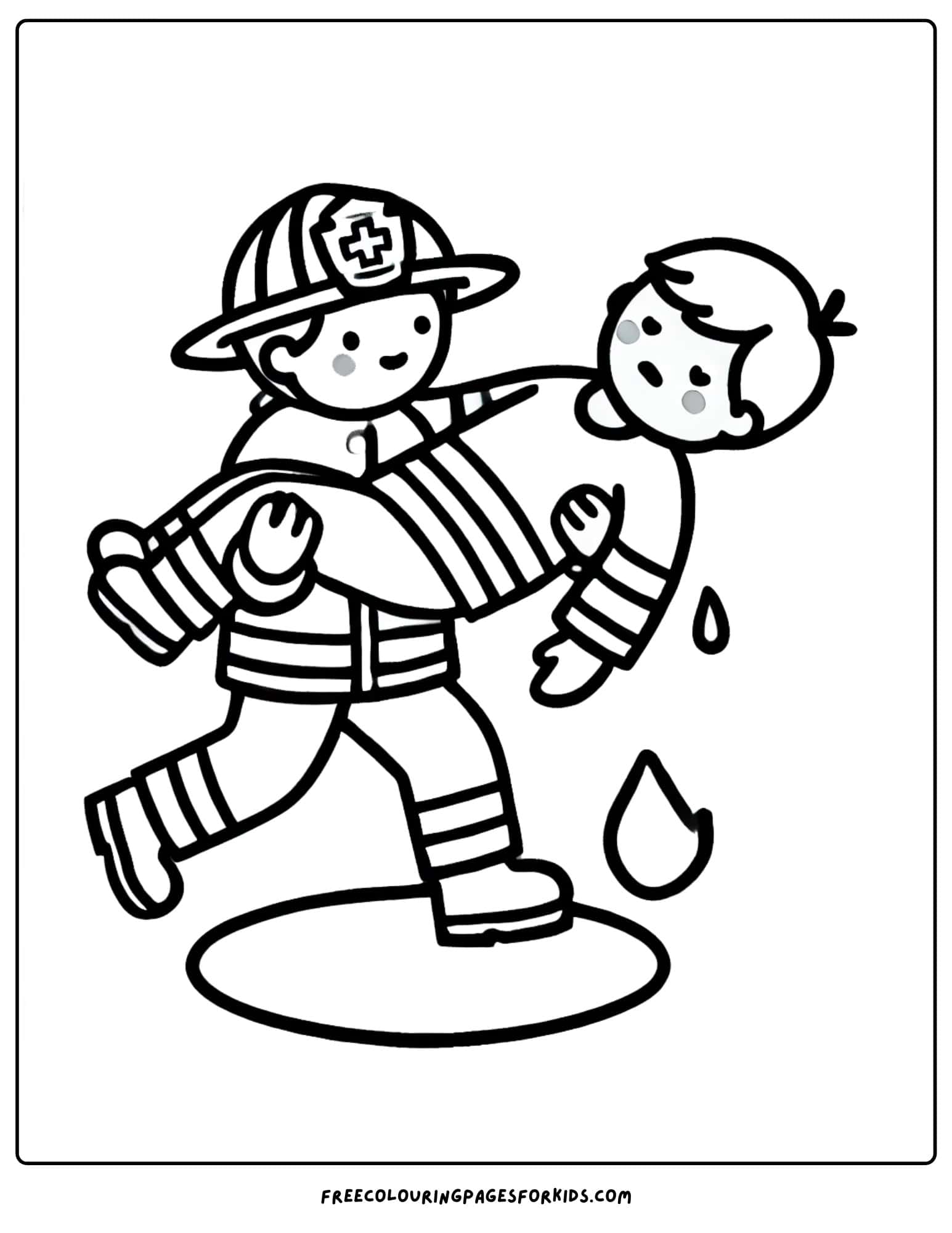 firefighter rescuing a person coloring page