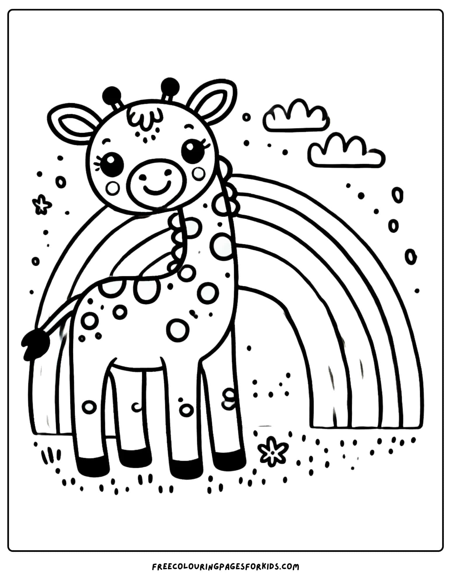 giraffe and a rainbow coloring page