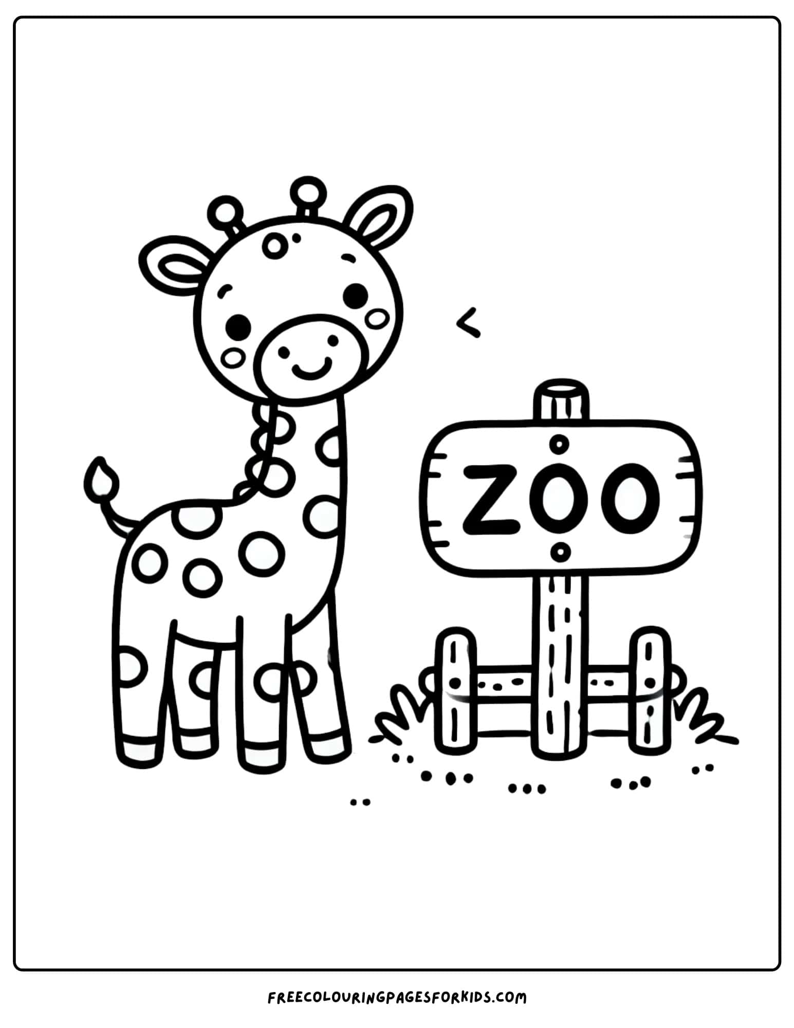 giraffe at the zoo coloring page