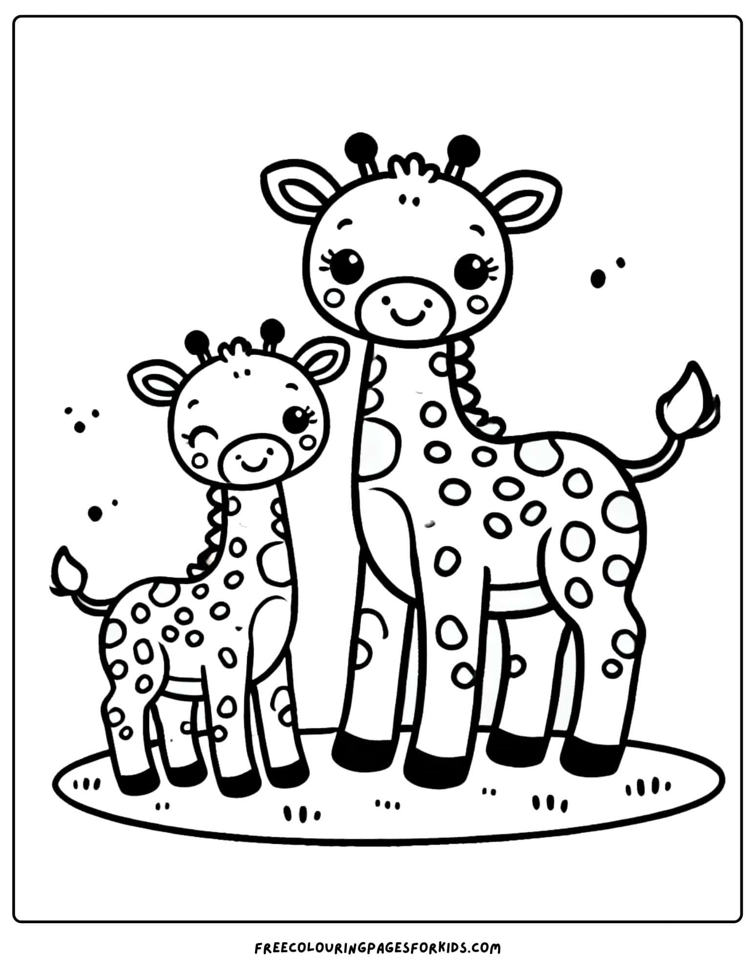 giraffe baby and mom coloring page