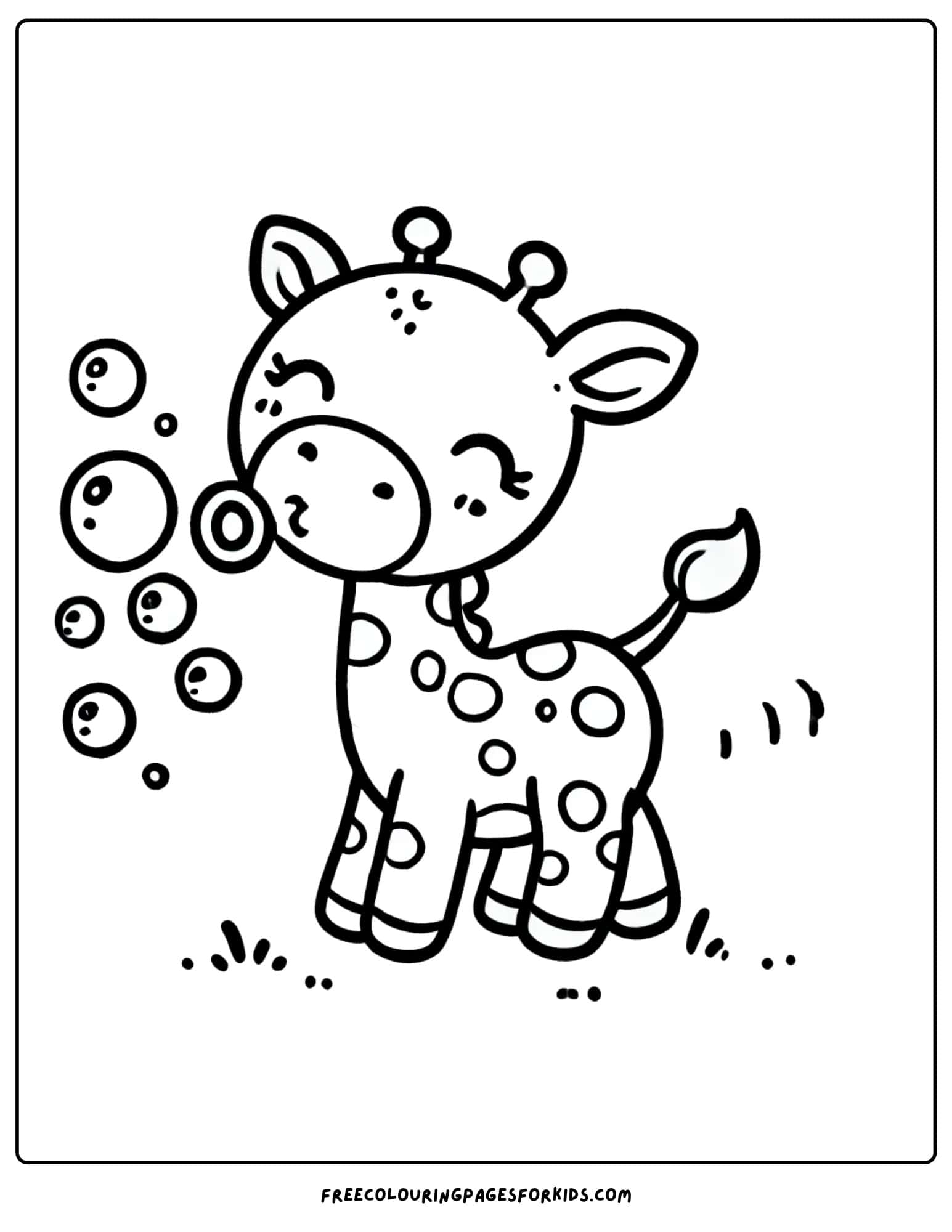 giraffe blowing bubbles coloring page